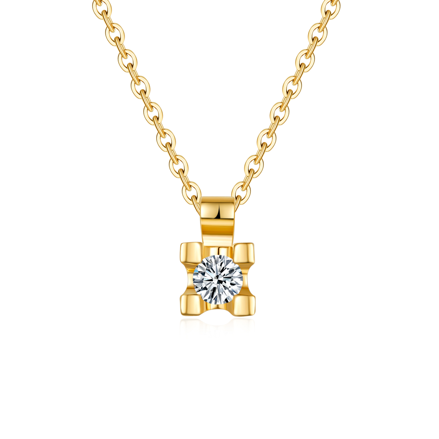 18k Solid Gold Single Prong Set Diamond Necklace - Melbourne, Australia