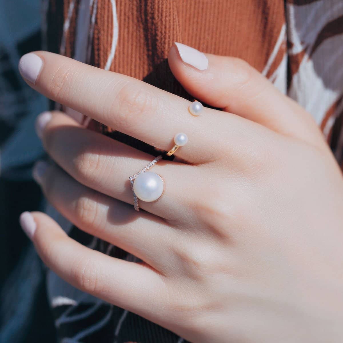 18k Solid Gold Duo Akoya Pearl Ring - Melbourne, Australia