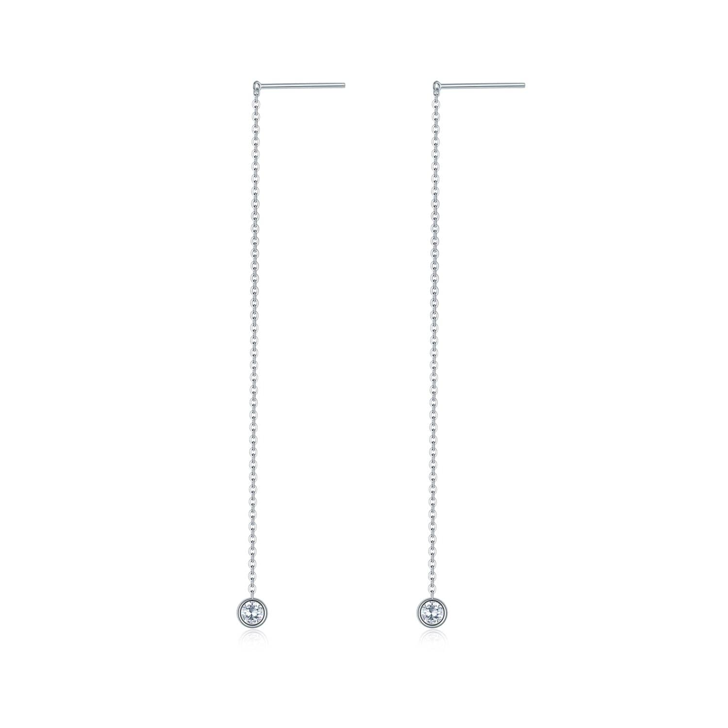 18k White Gold Bezel Set Diamond Drop Earrings - Melbourne, Australia