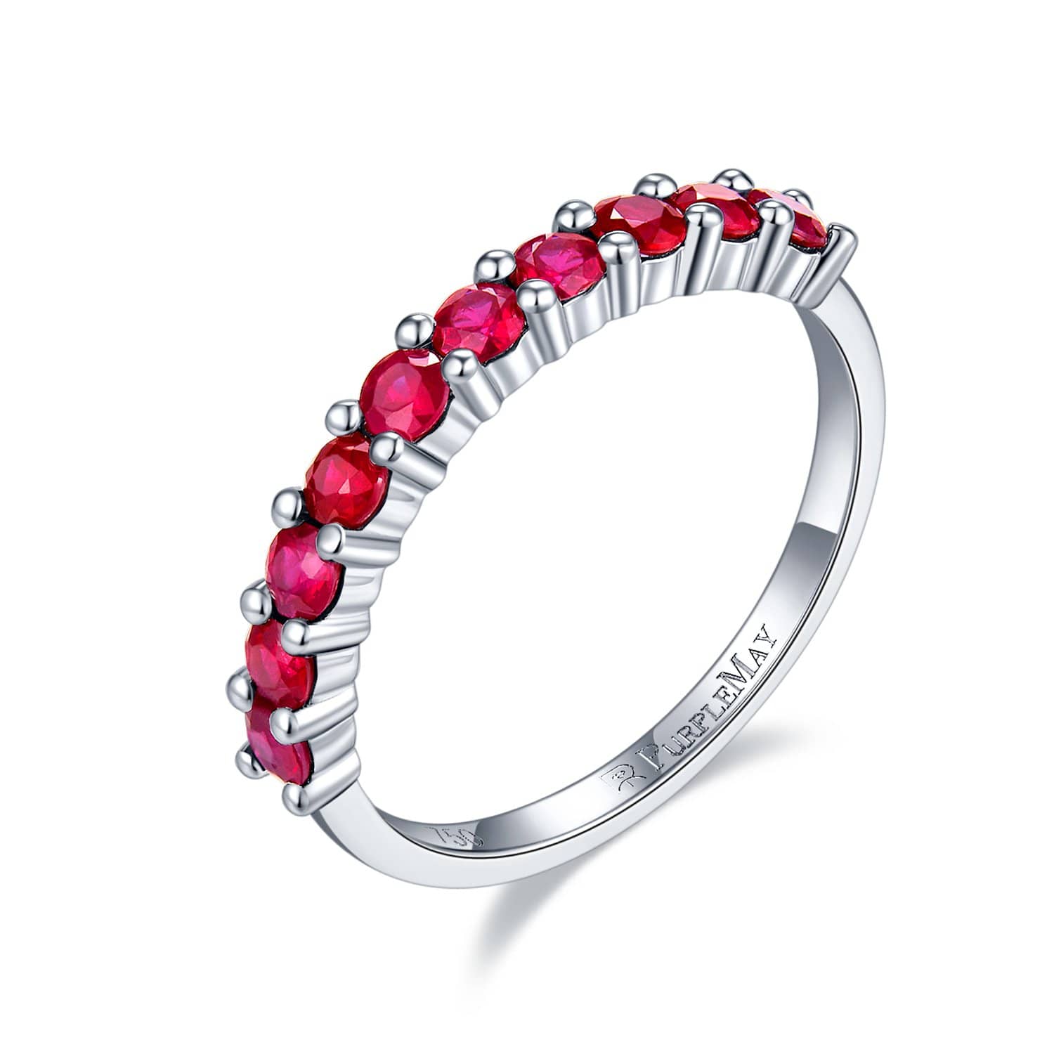 18k Solid Gold Half Eternity Natural Ruby Wedding Ring Band - Melbourne, Australia