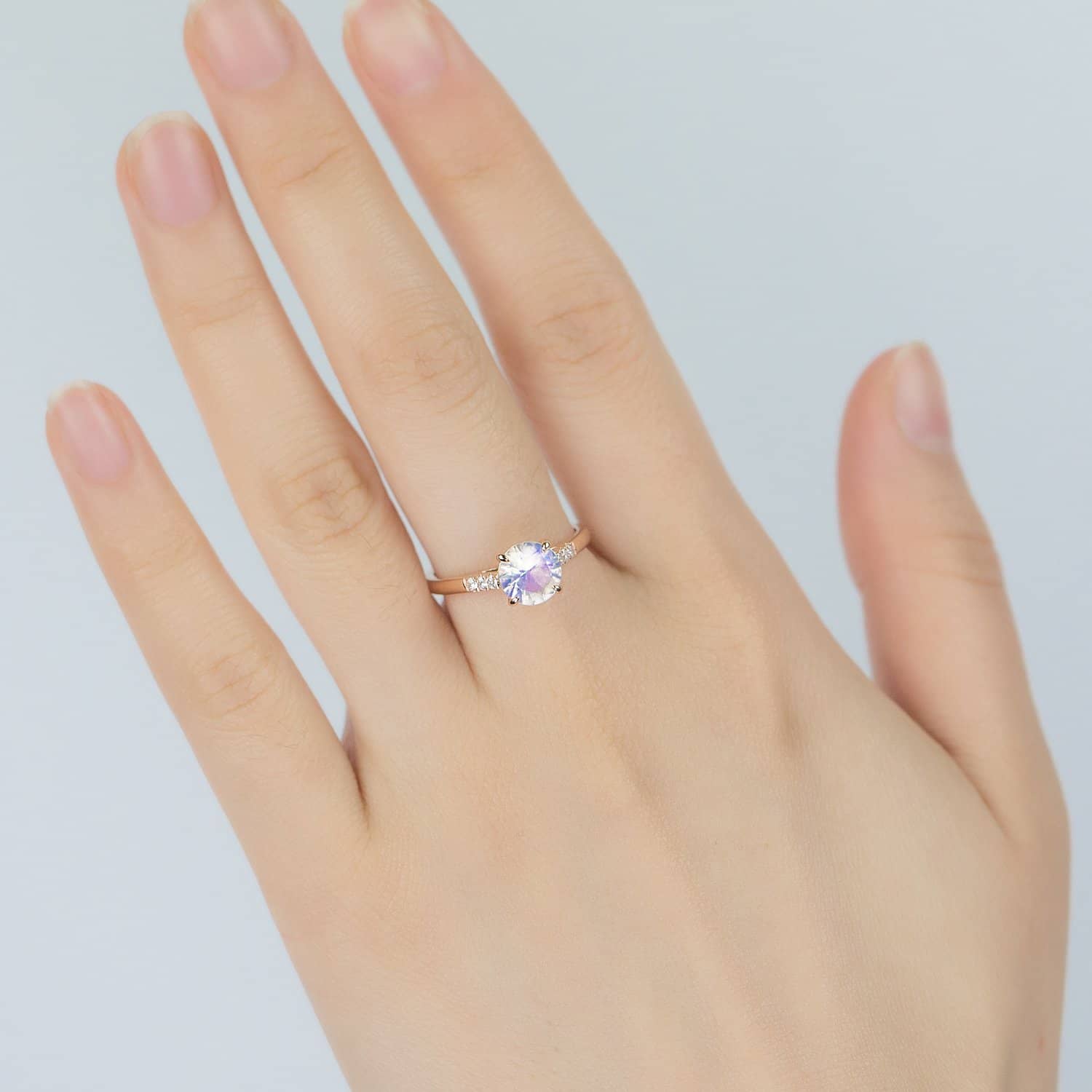 18k Solid Gold Solitaire Moonstone Engagement Ring - Melbourne, Australia