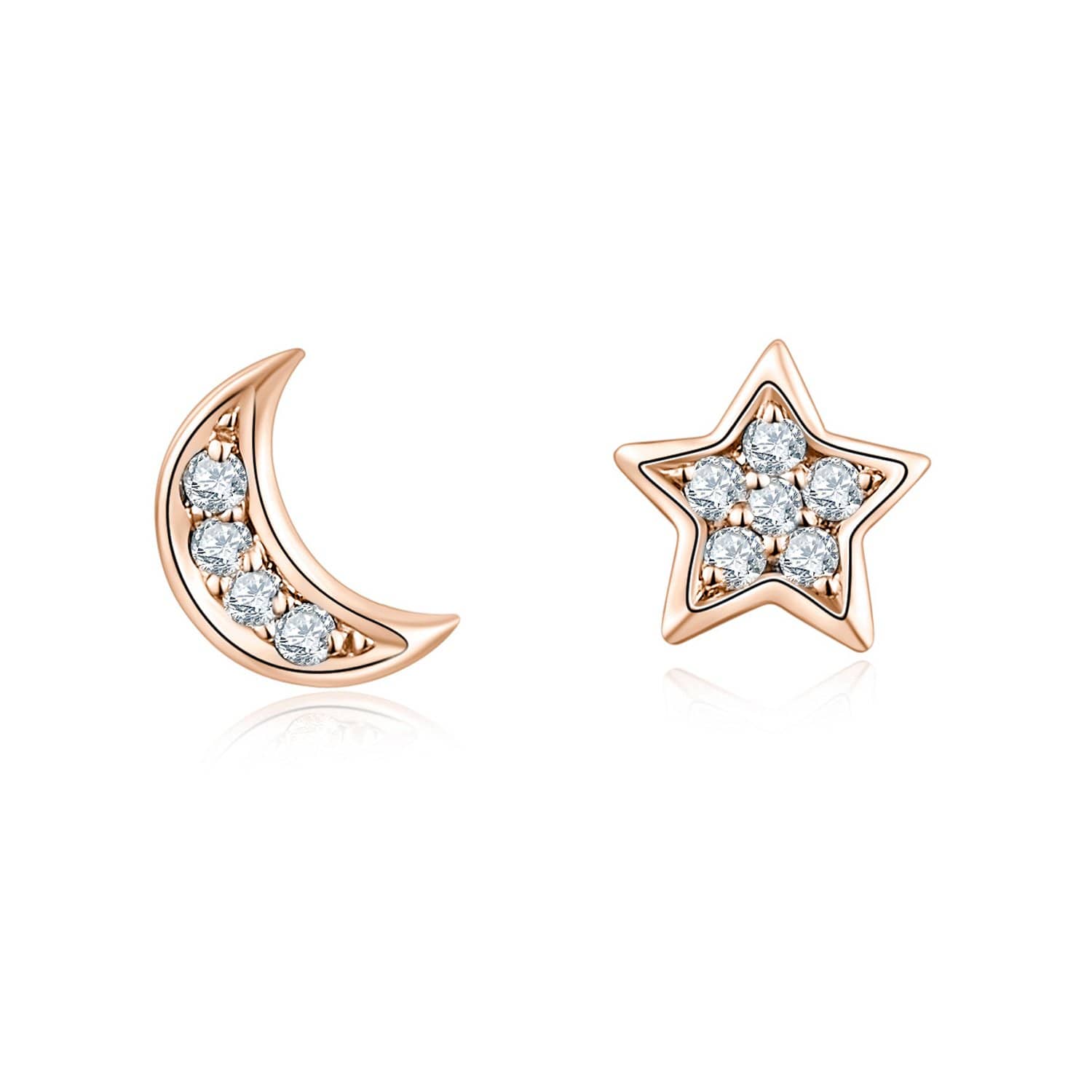 Star and Moon Diamond Earrings in 18k Solid Gold - Melbourne, Australia