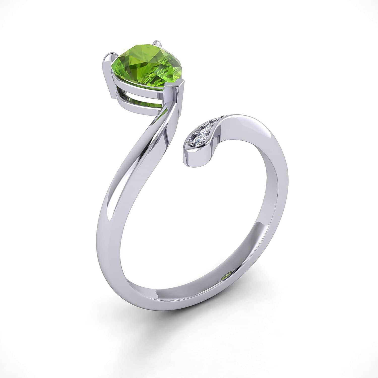 18k Solid Gold Pear Shape Peridot Diamond Open Ring | Rings Melbourne Australia