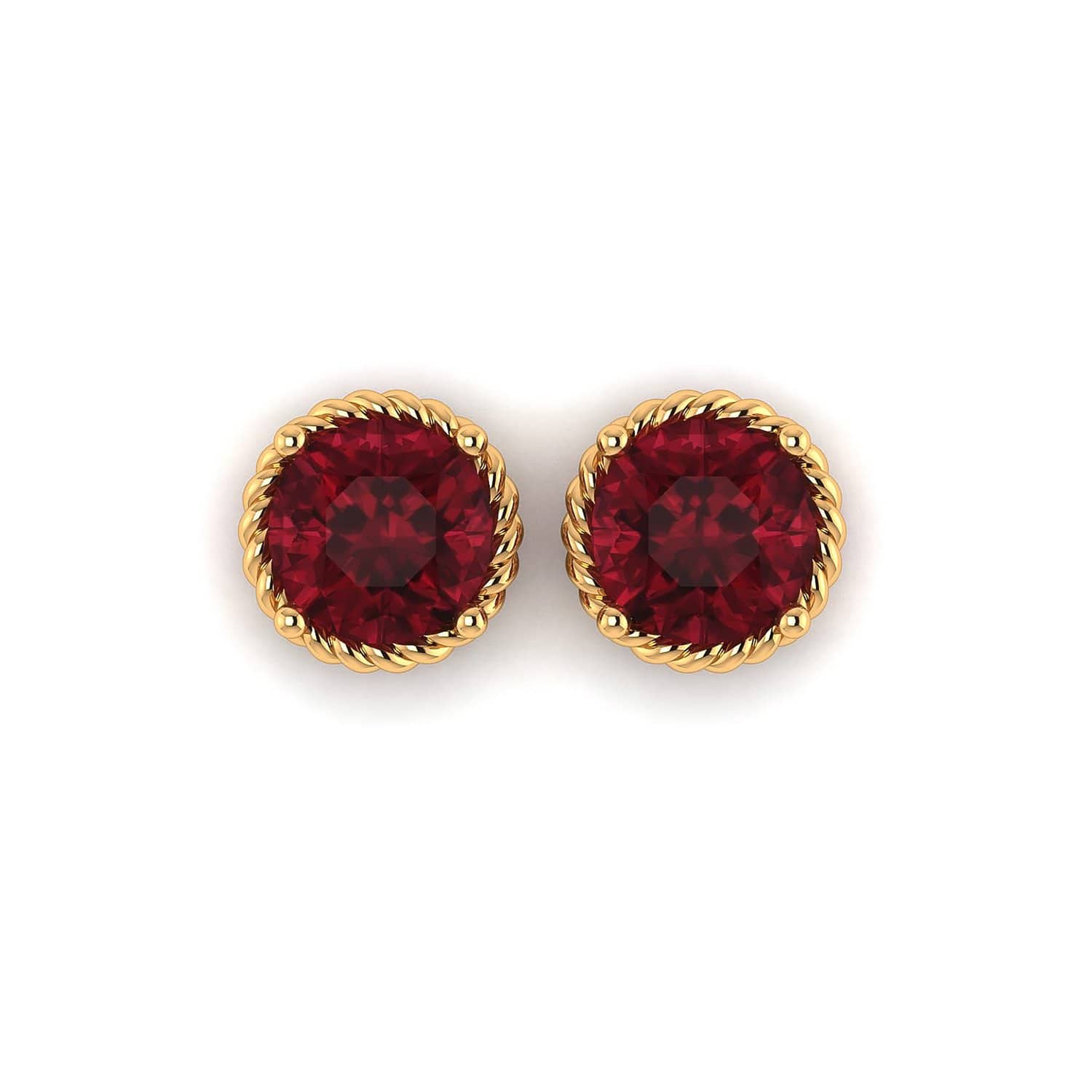 18K SOLID GOLD GARNET STUD EARRINGS - Melbourne, Australia