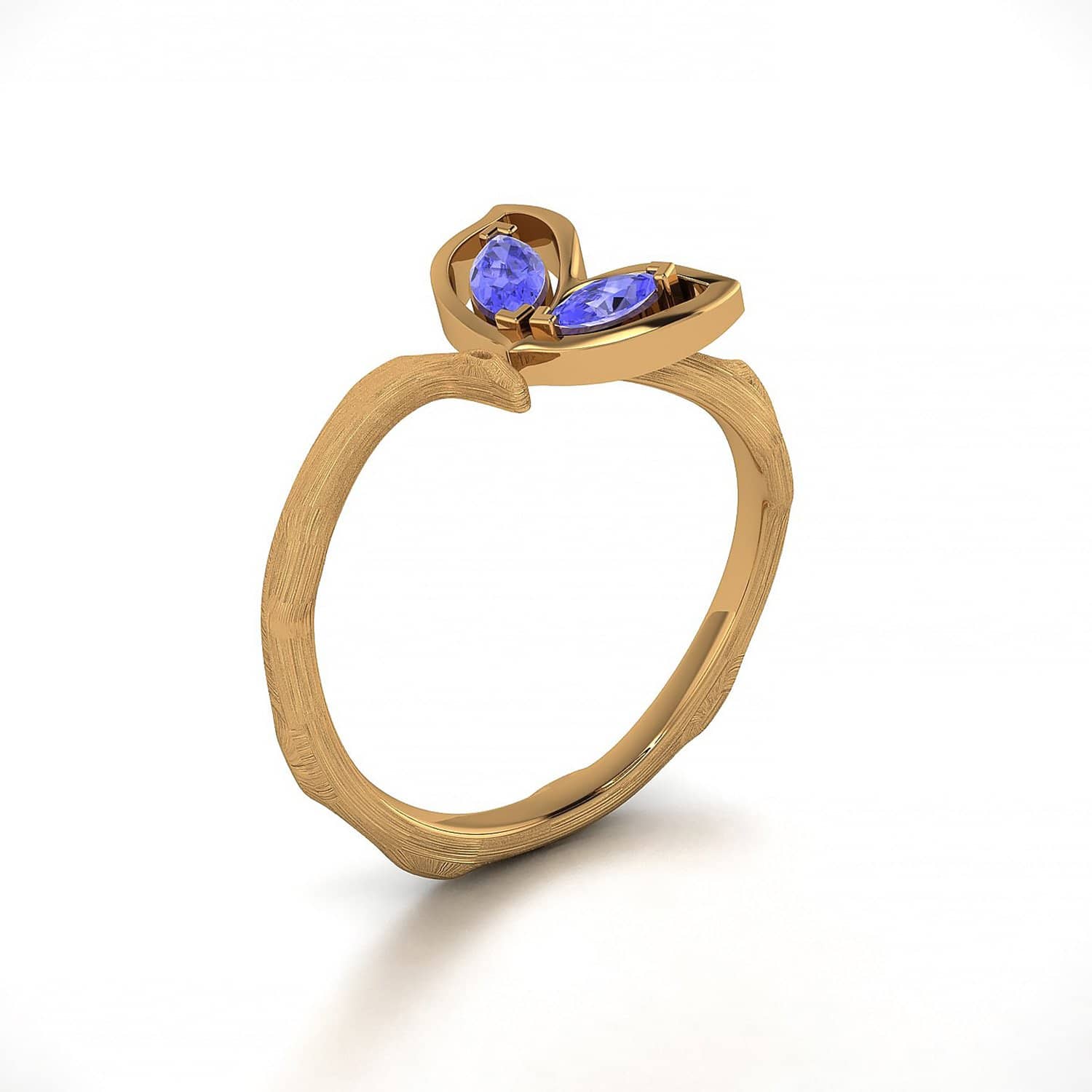 18K SOLID GOLD BUTTERFLY TANZANITE OPEN RING - Melbourne, Australia