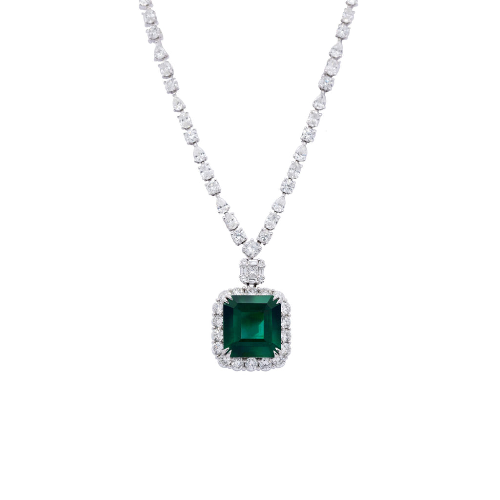 Emerald Necklace, Colombian Emerald Pendant 3.42 Carat Appraised at  2,700.00 Sterling Silver, Real Emerald Jewellery, Natural, Genuine