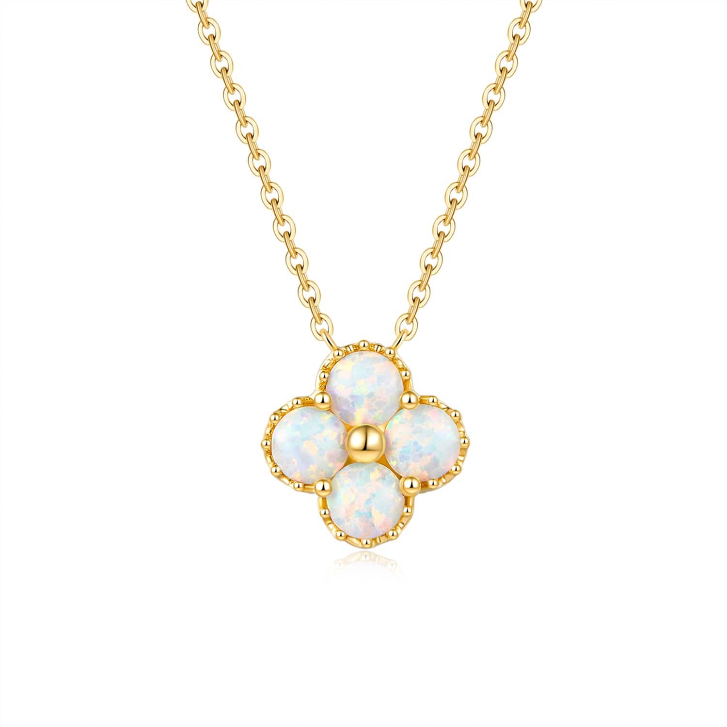 18k Solid Gold Australian  Opal Clover Necklace - Melbourne, Australia