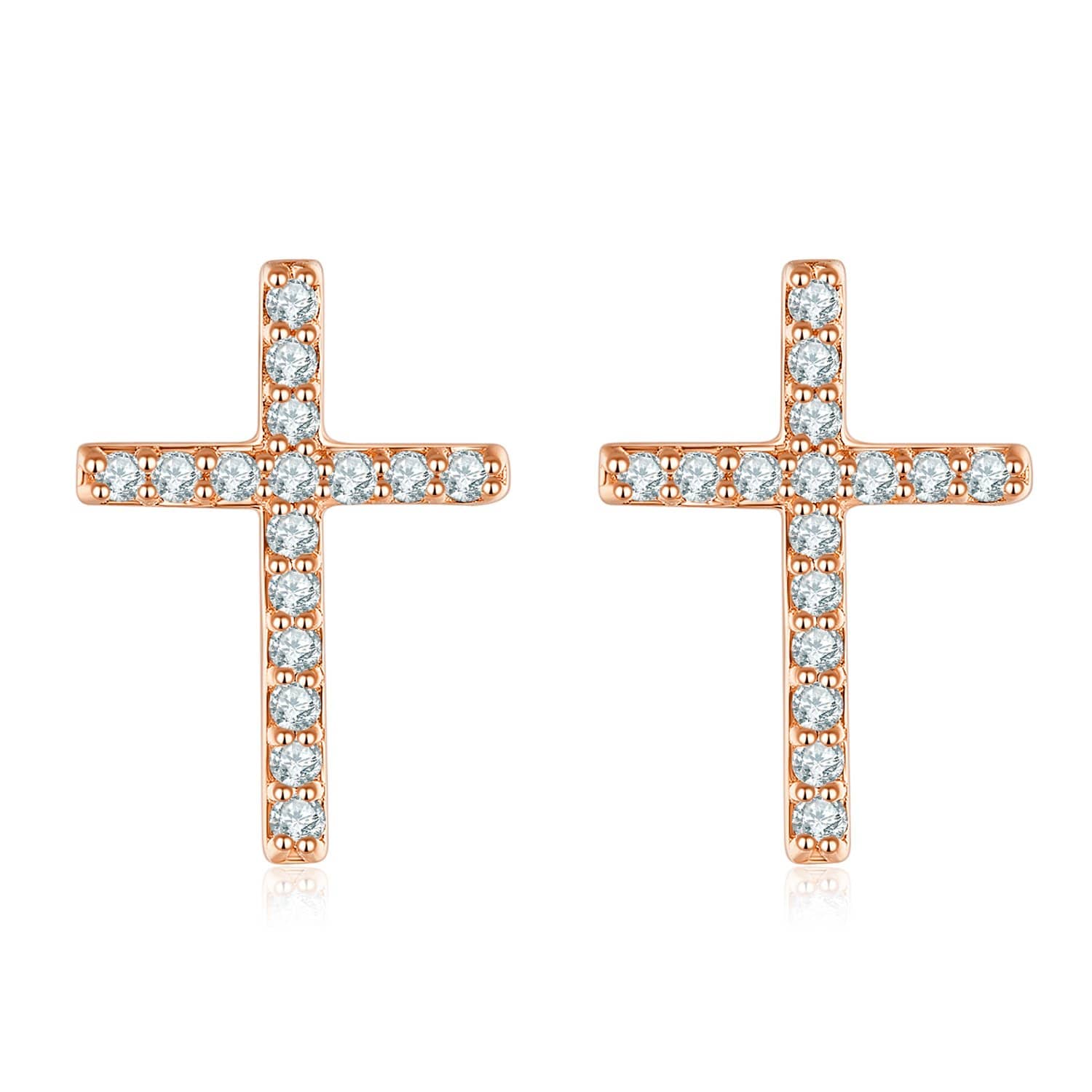 18K Solid Gold Cross Diamond Earrings - Melbourne, Australia