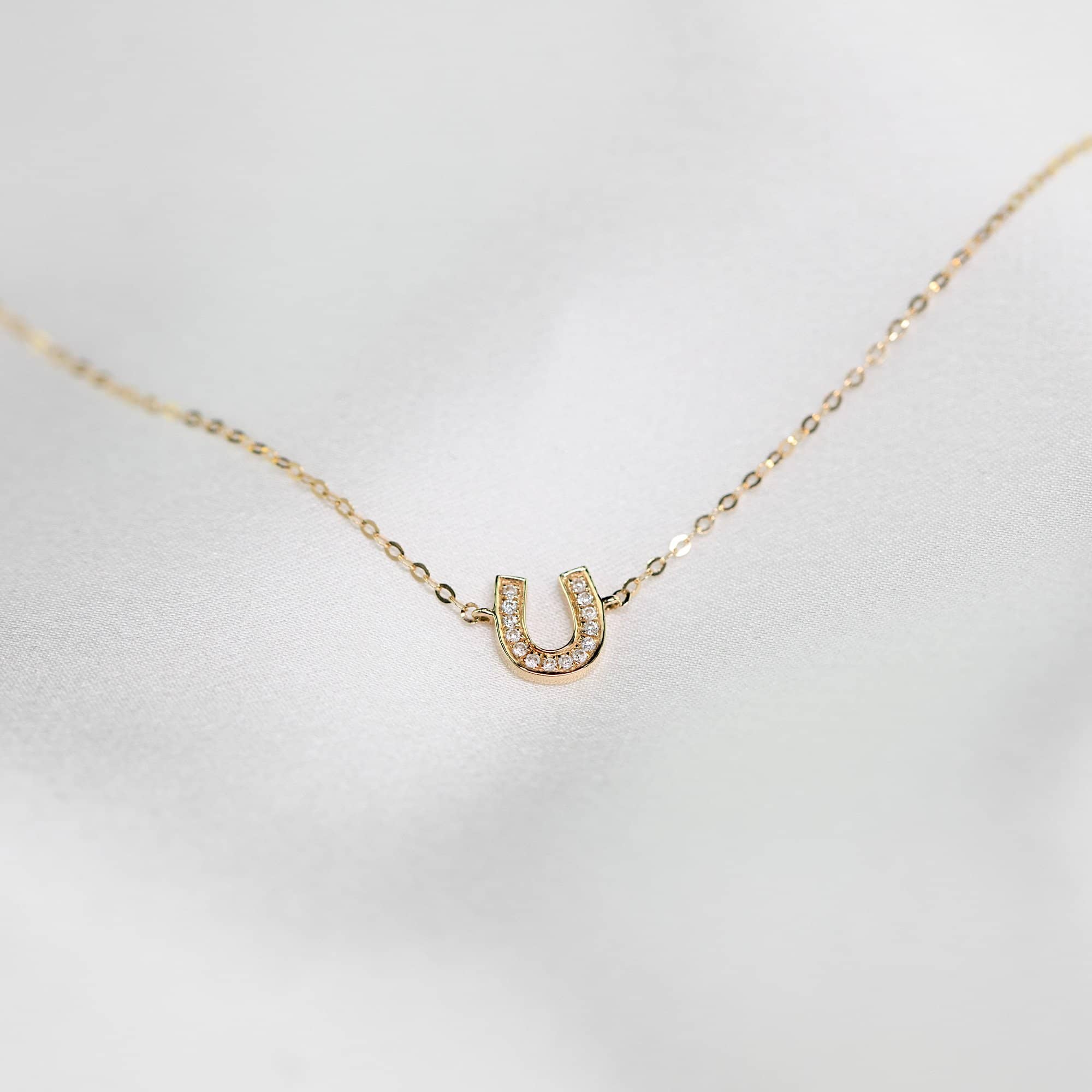 18k Solid Gold U-Shape Diamond Necklace - Melbourne, Australia