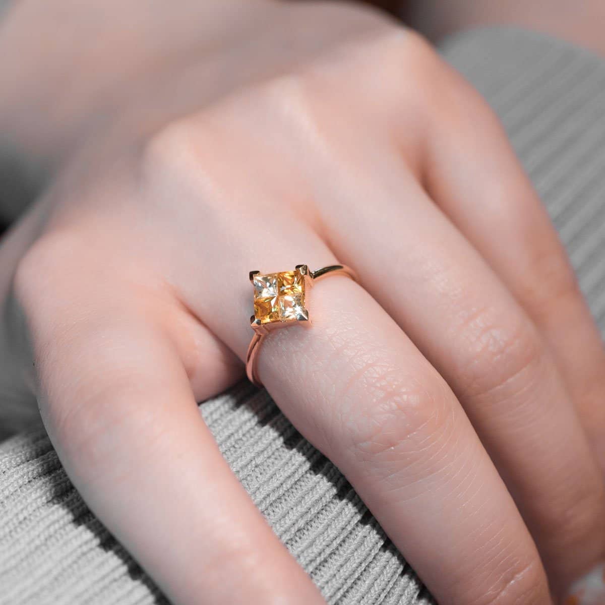 18k Solid Gold Square  Yellow Sapphire Ring - Melbourne, Australia