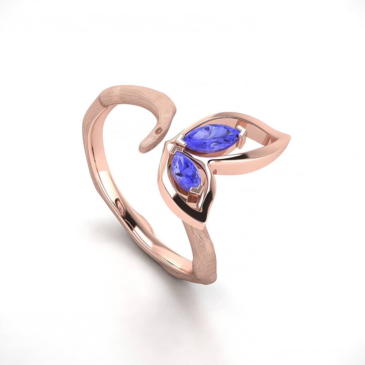 18K SOLID GOLD BUTTERFLY TANZANITE OPEN RING - Melbourne, Australia