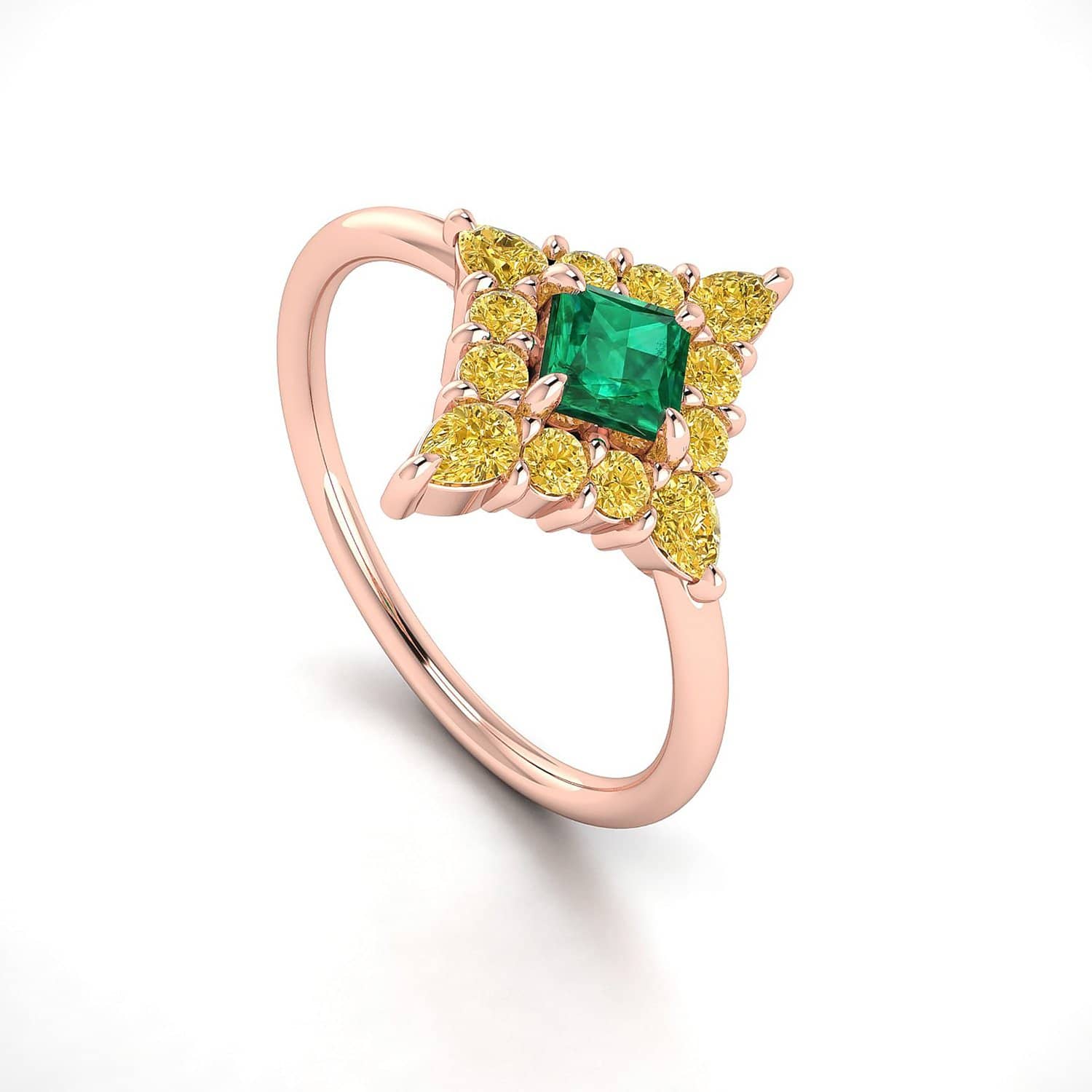 18K SOLID GOLD ANTIQUE DECO SQUARE EMERALD ENGAGEMENT RING - Melbourne, Australia