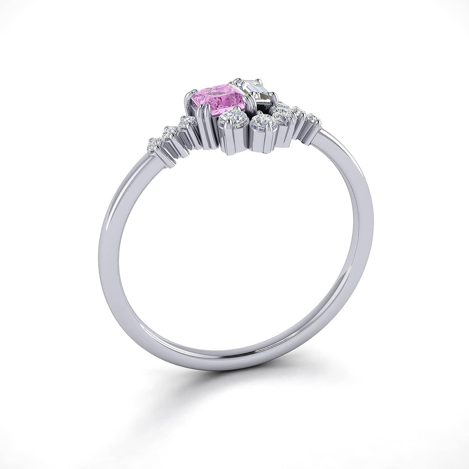 18k Solid Gold Sparkle Diamond and Pink Sapphire Cluster Ring - Melbourne, Australia