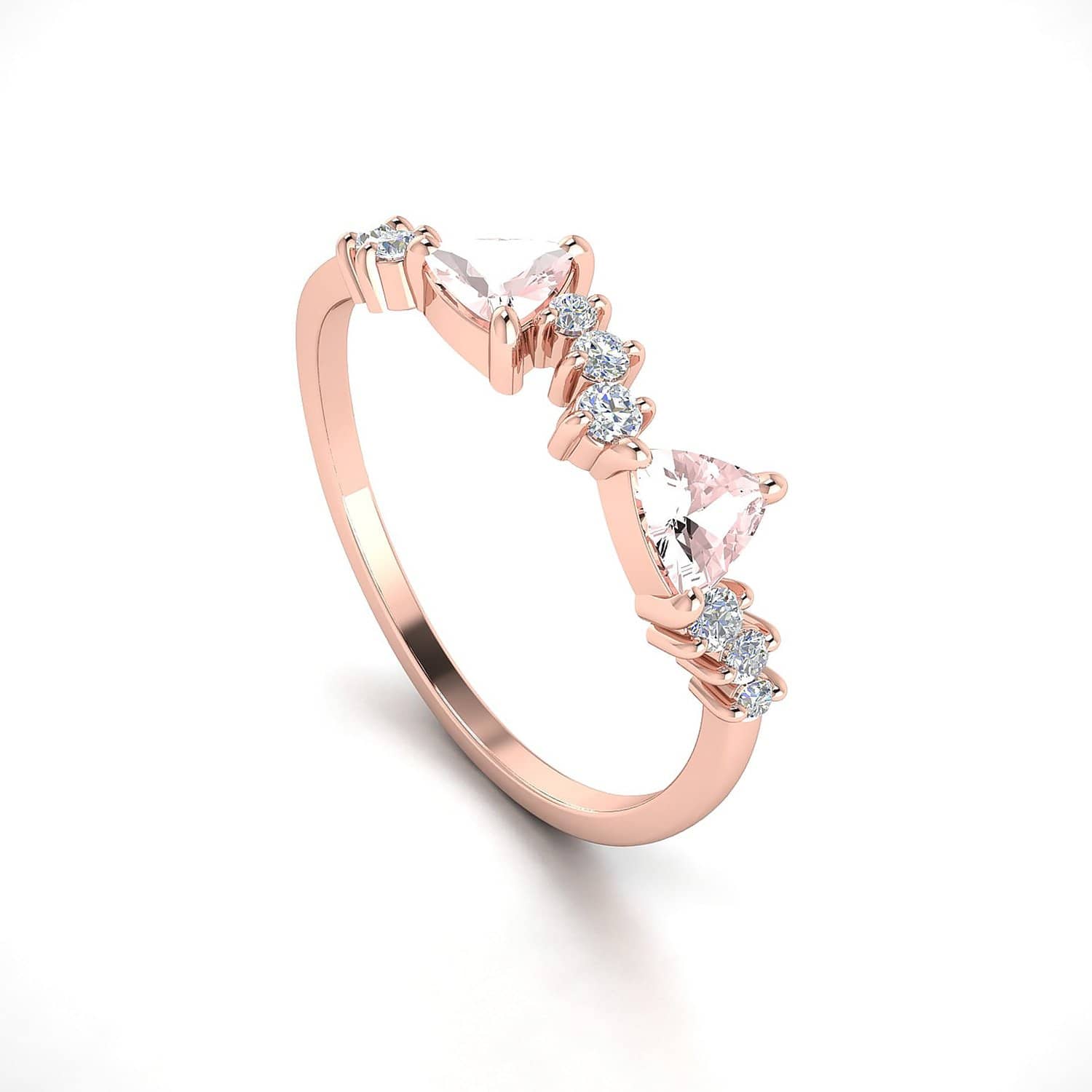 18k Solid Gold Peach Morganite Cluster Ring - Melbourne, Australia