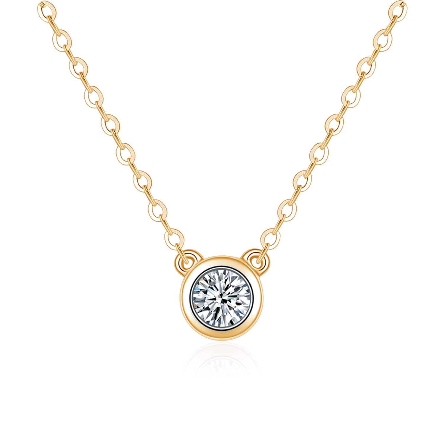 18k Solid Gold Single Bezel Set Diamond Necklace - Melbourne, Australia