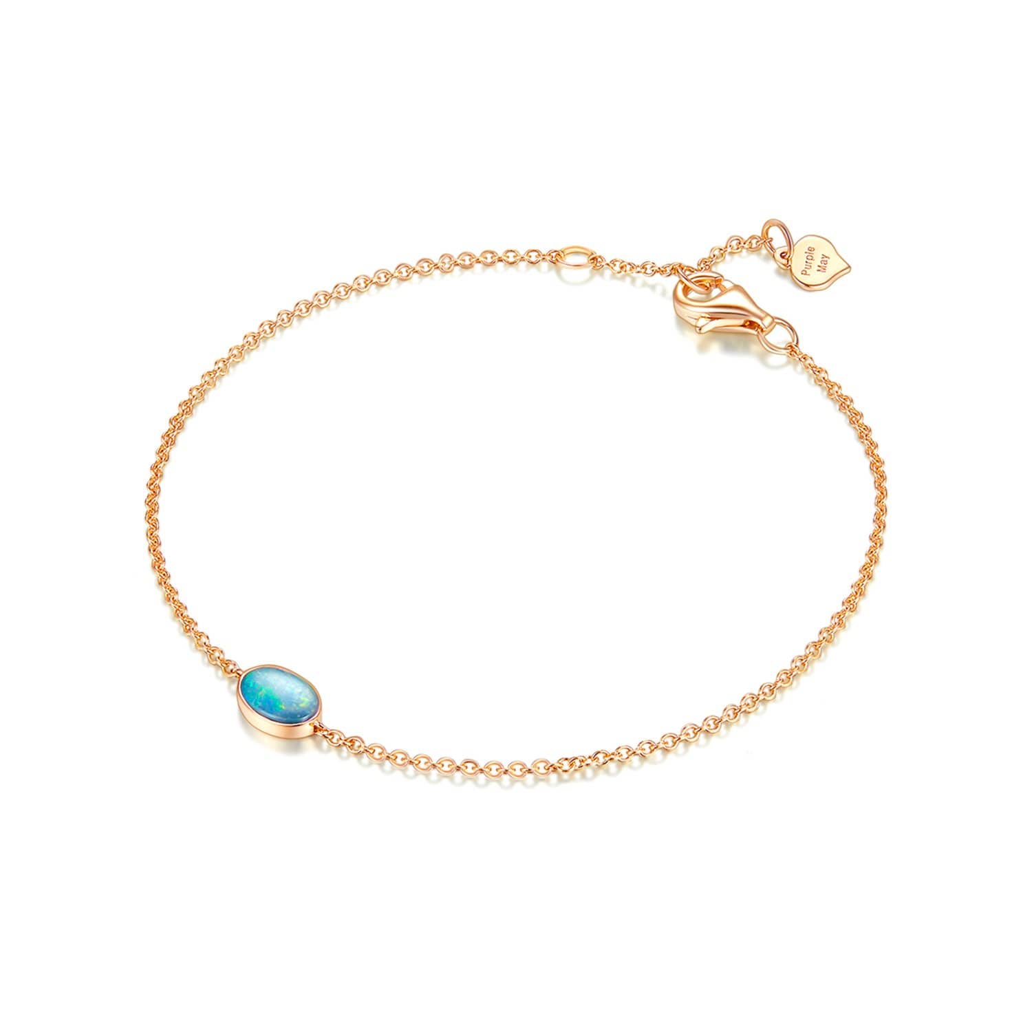 18k Solid Gold Bezel Set Australian Opal Bracelet - Melbourne, Australia