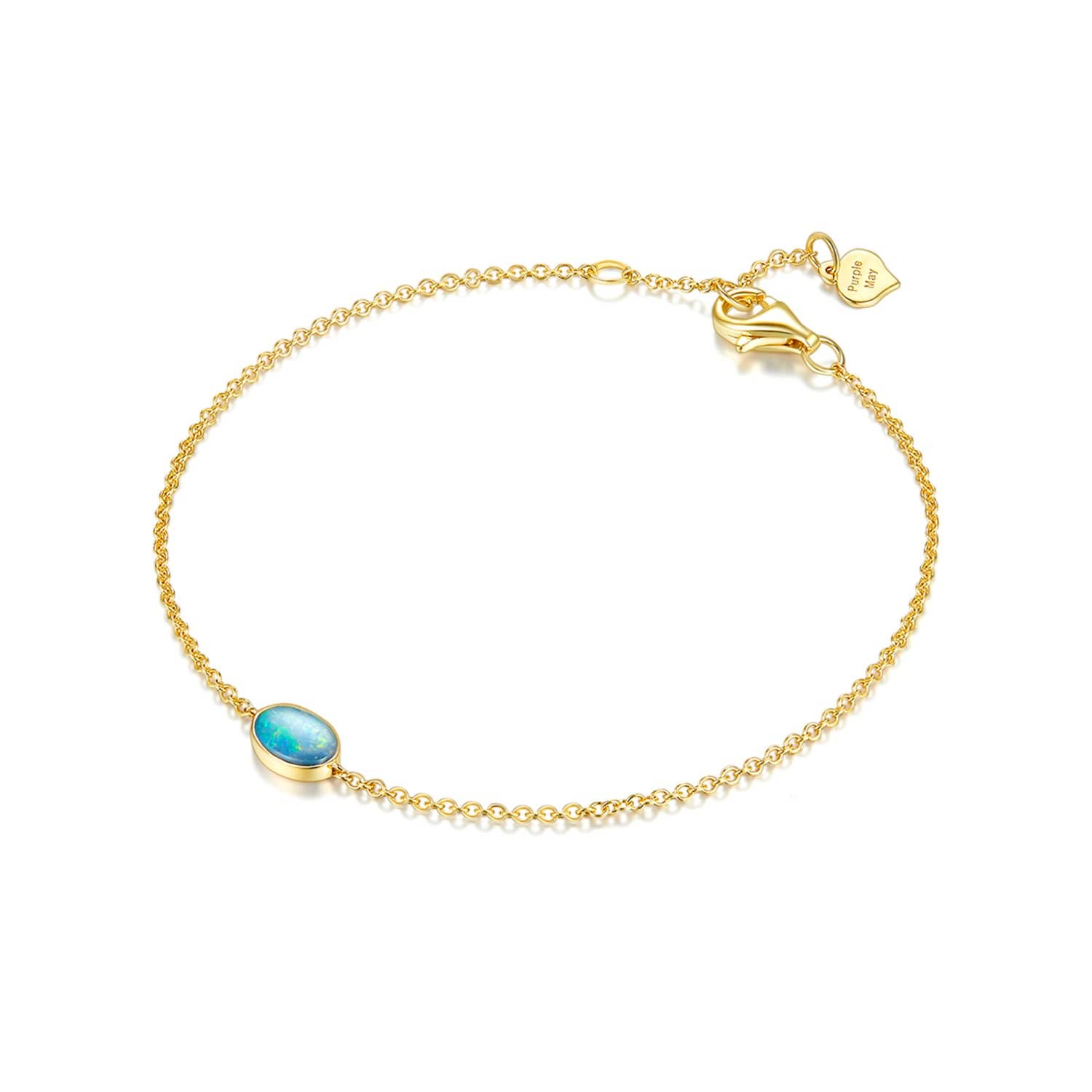 18k Solid Gold Bezel Set Australian Opal Bracelet - Melbourne, Australia