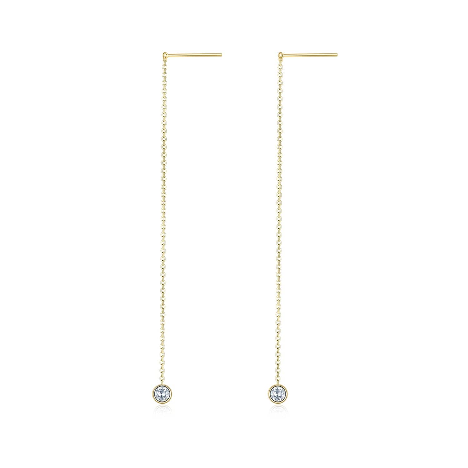 18k White Gold Bezel Set Diamond Drop Earrings - Melbourne, Australia