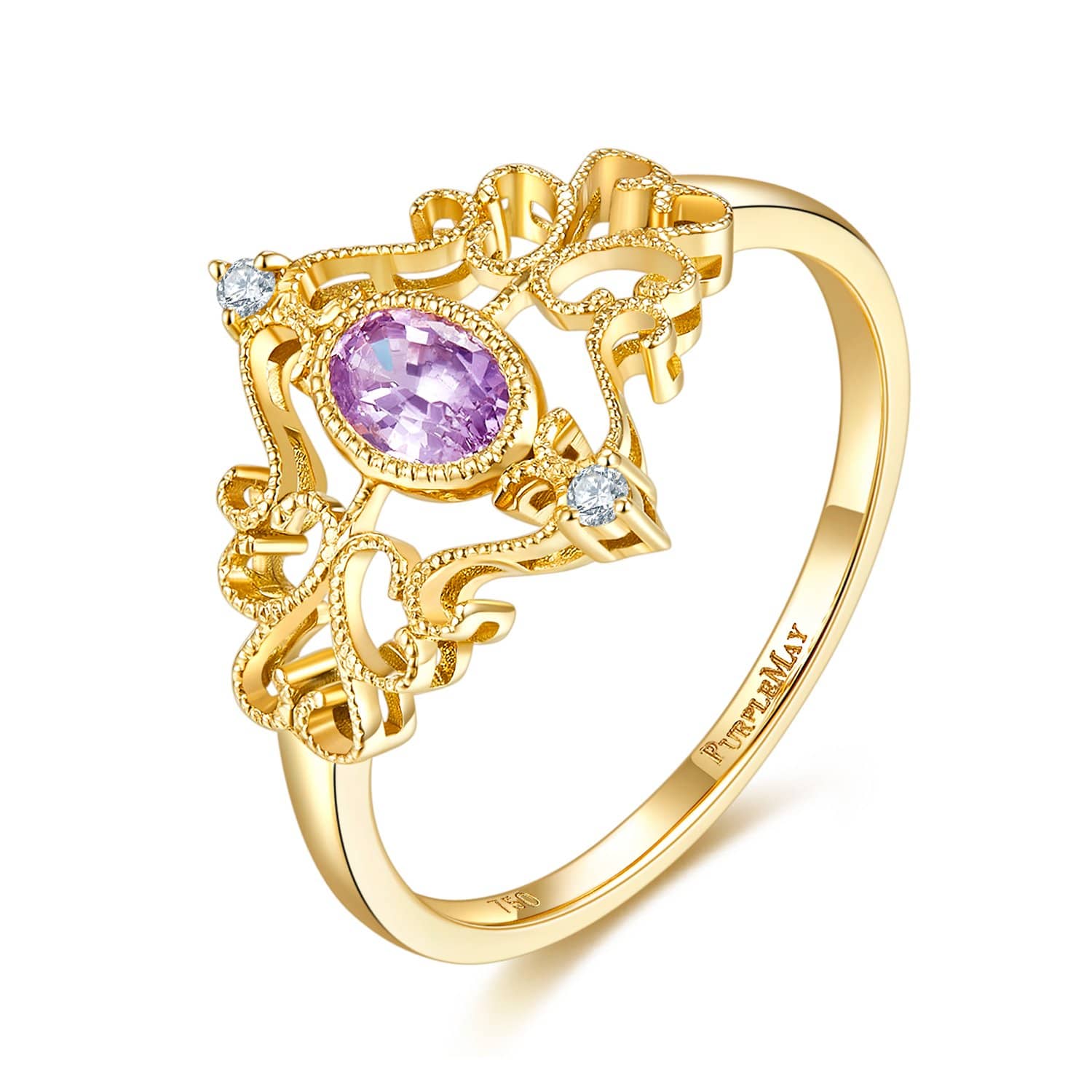 18K SOLID GOLD ANTIQUE DECO PINK SAPPHIRE DIAMOND ENGAGEMENT RING - Melbourne, Australia