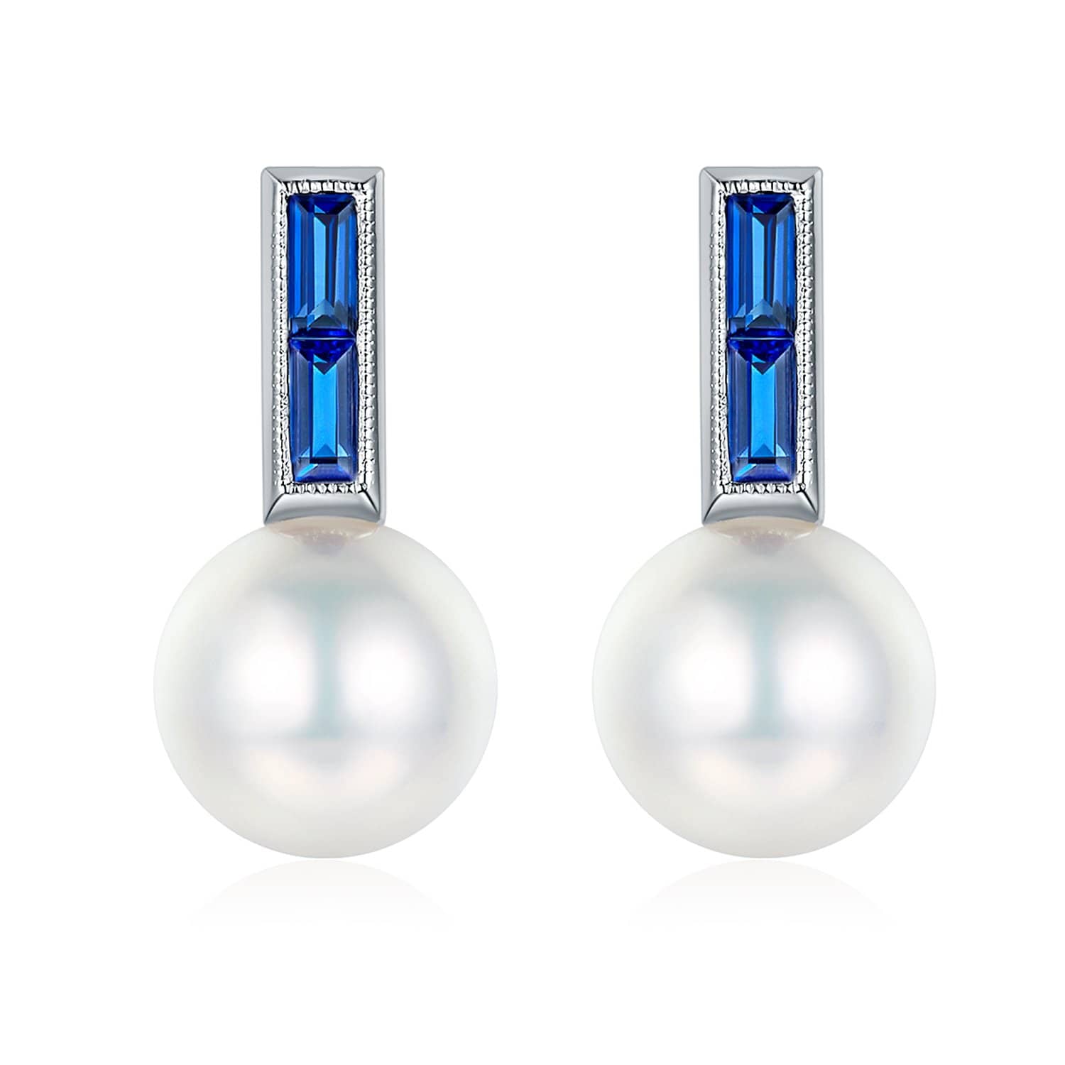 Blue Sapphire Stud Pearl Earrings - Melbourne, Australia