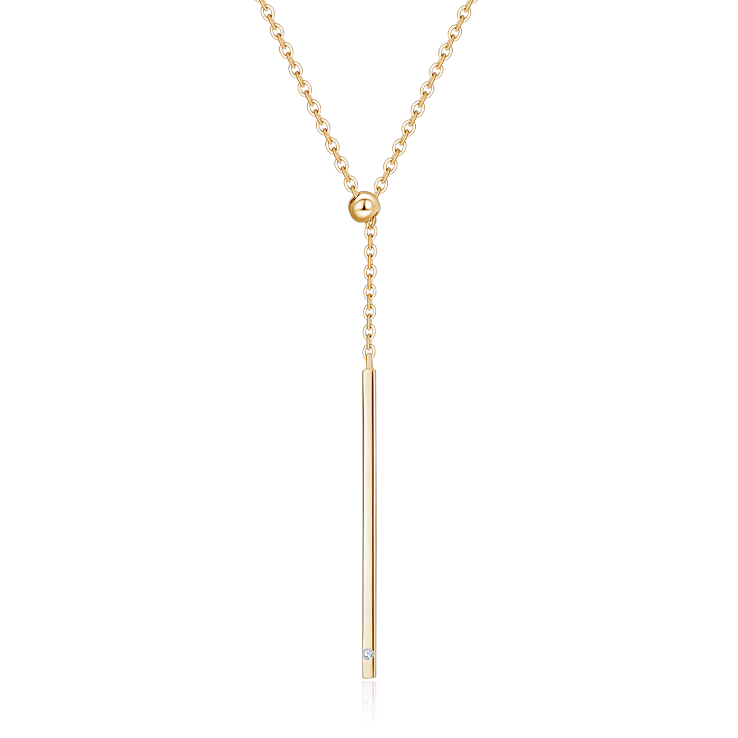 18k Solid Gold Vertical Diamond Bar Necklace - Melbourne, Australia