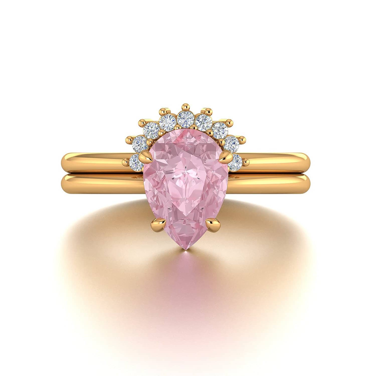 18k Solid Gold 1.5ct Pink Morganite Engagement Ring Set - Melbourne, Australia