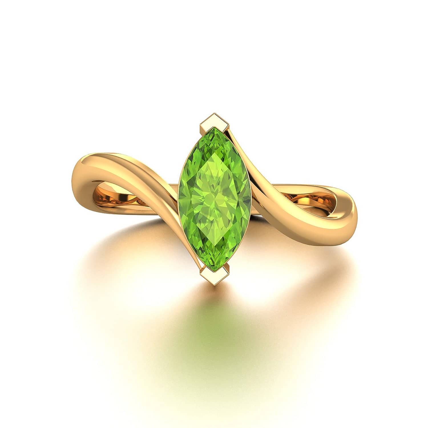 18k Solid Gold Marquise Shape Peridot Wedding Ring | Rings Melbourne Australia