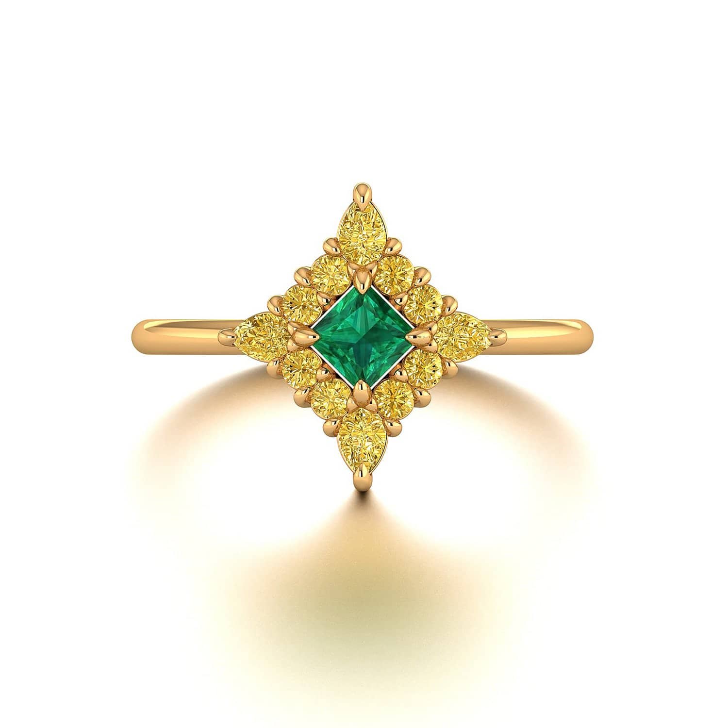 18K SOLID GOLD ANTIQUE DECO SQUARE EMERALD ENGAGEMENT RING - Melbourne, Australia