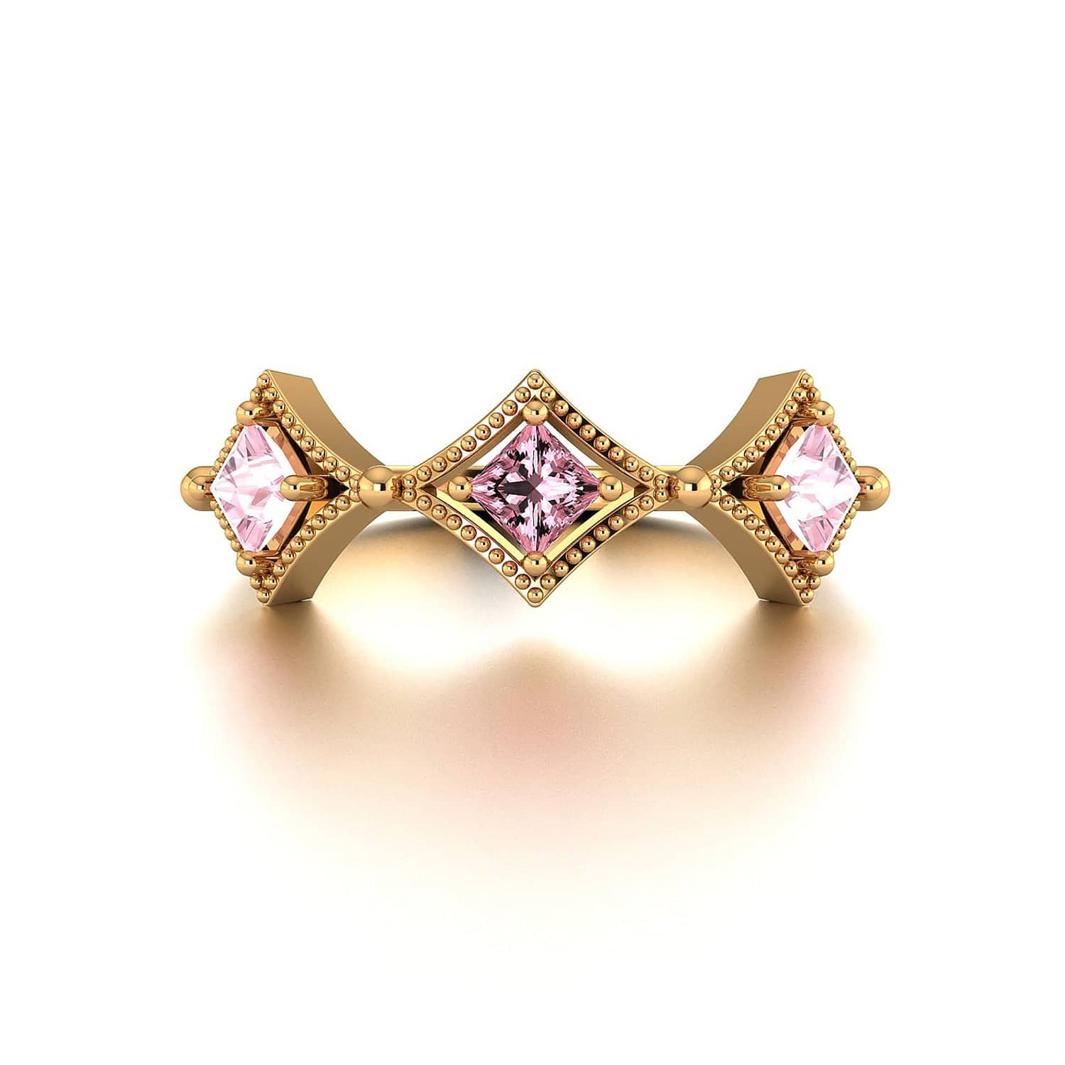 18k Solid Gold Antique Deco Pink Sapphire Ring - Melbourne, Australia