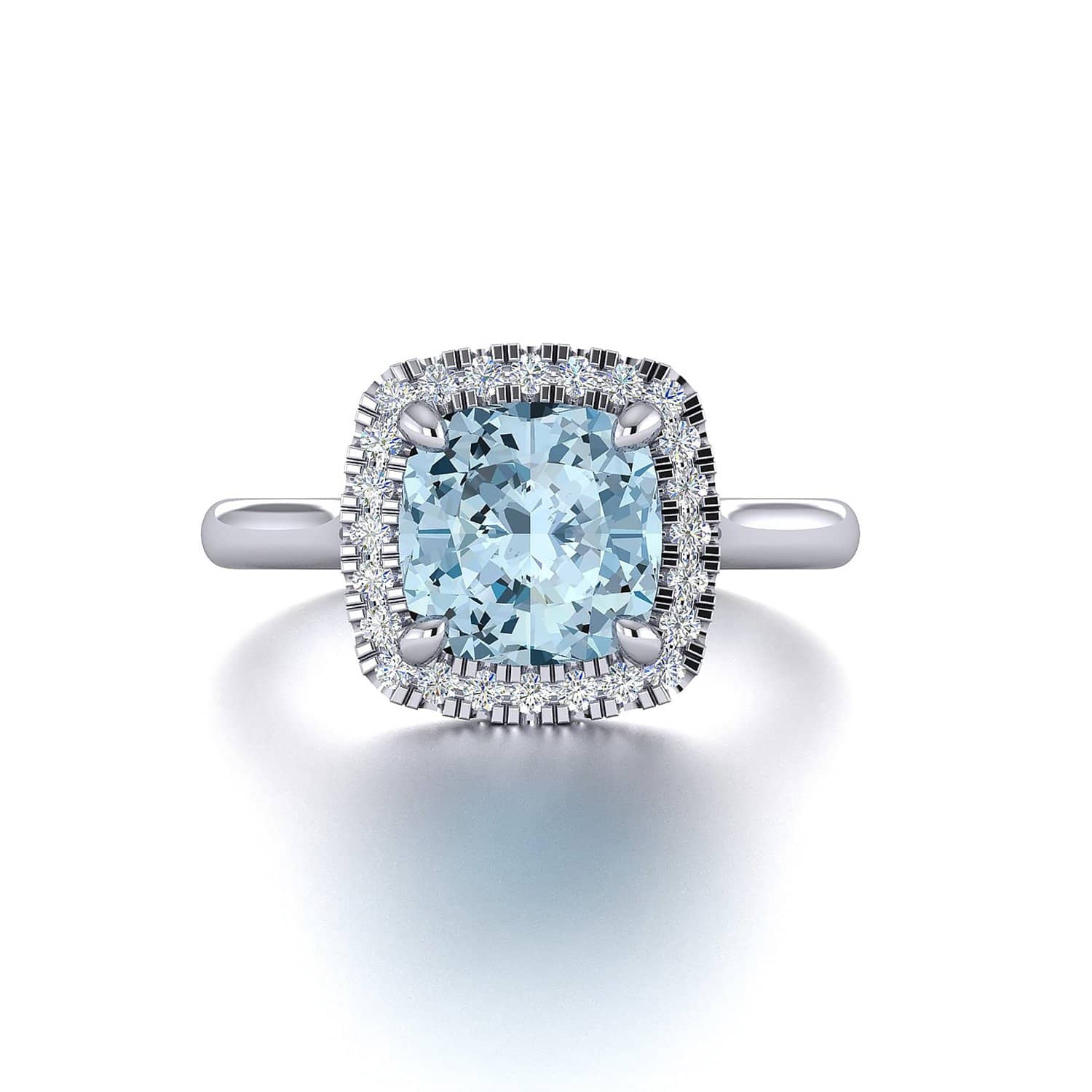 18K SOLID GOLD AQUAMARINE DIAMOND ENGAGEMENT RING - Melbourne, Australia