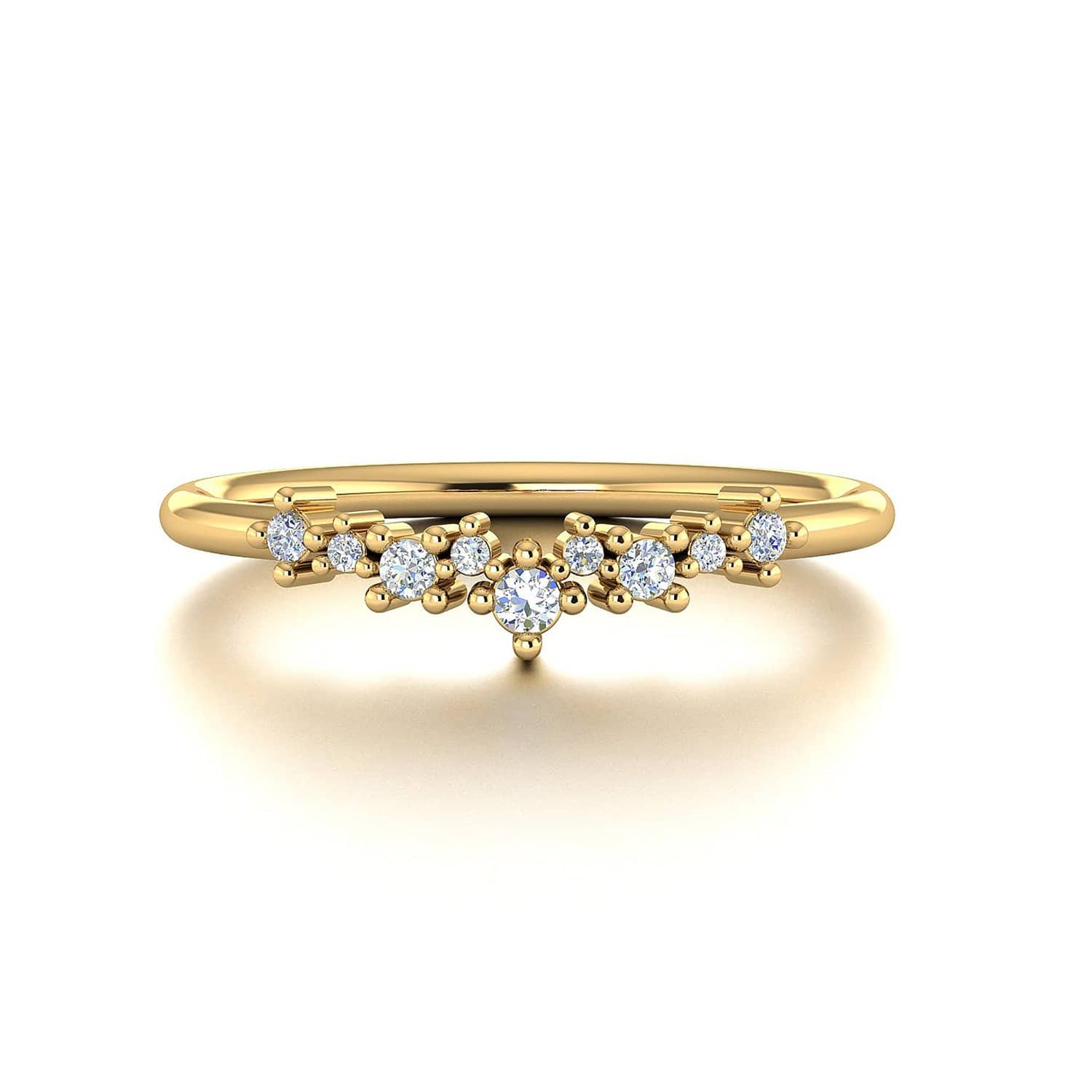 18k Solid Gold Stacking Cluster Diamond Wedding Ring - Melbourne, Australia