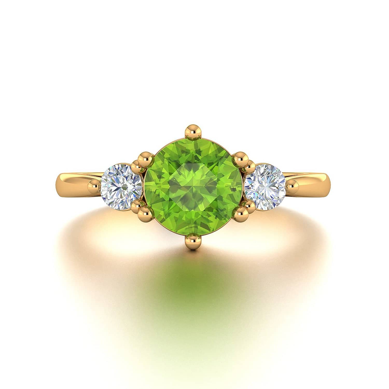 18k Solid Gold Round Peridot Diamond Wedding Ring | Rings Melbourne Australia