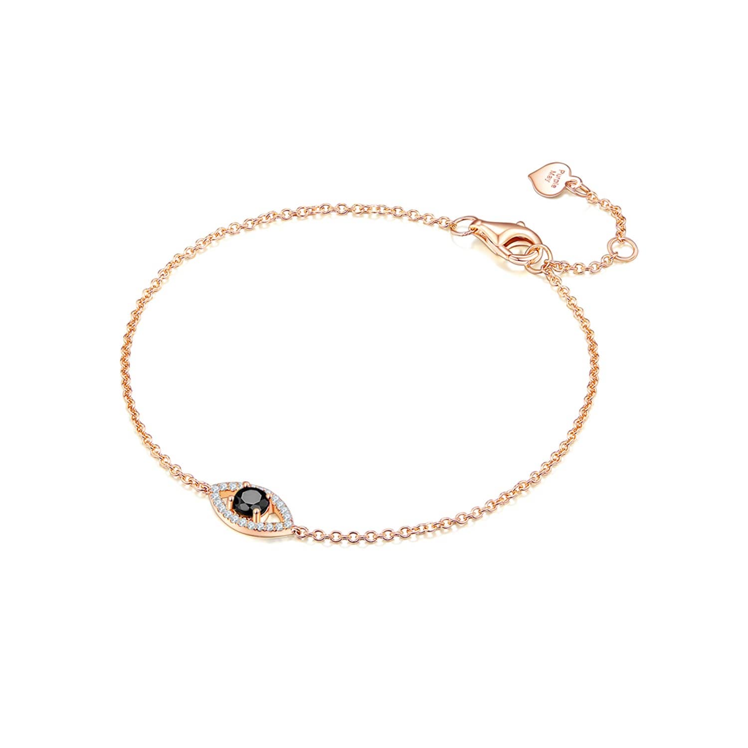 18k Solid Gold Evil Eye Black and White Diamond Bracelet - Melbourne, Australia