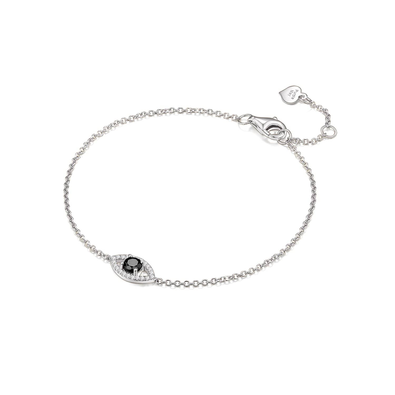 Certified Black Diamond Bracelets Melbourne | 18k Solid Gold Evil Eye Black and White Diamond Bracelet - Australia