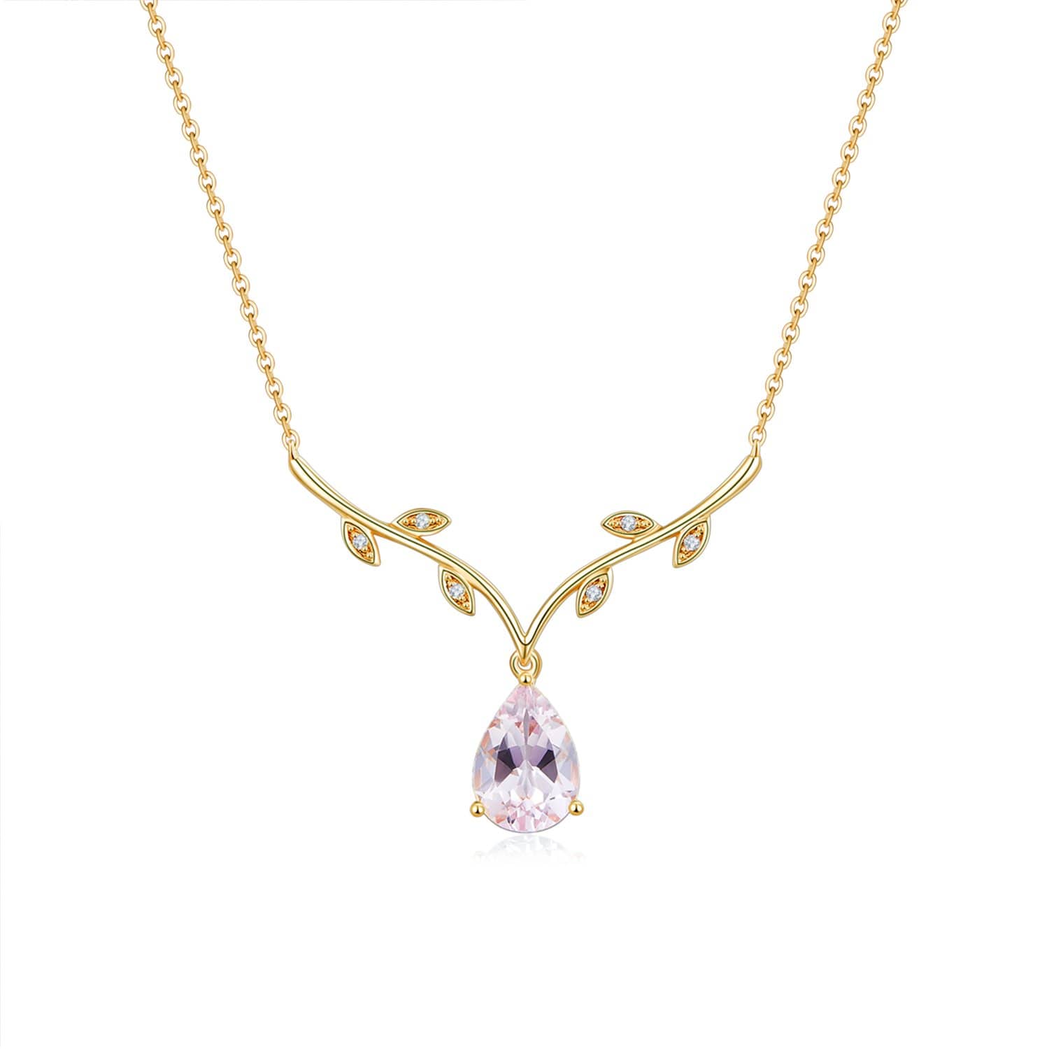 18k Solid Gold Pink Morganite Diamond Necklace - Melbourne, Australia