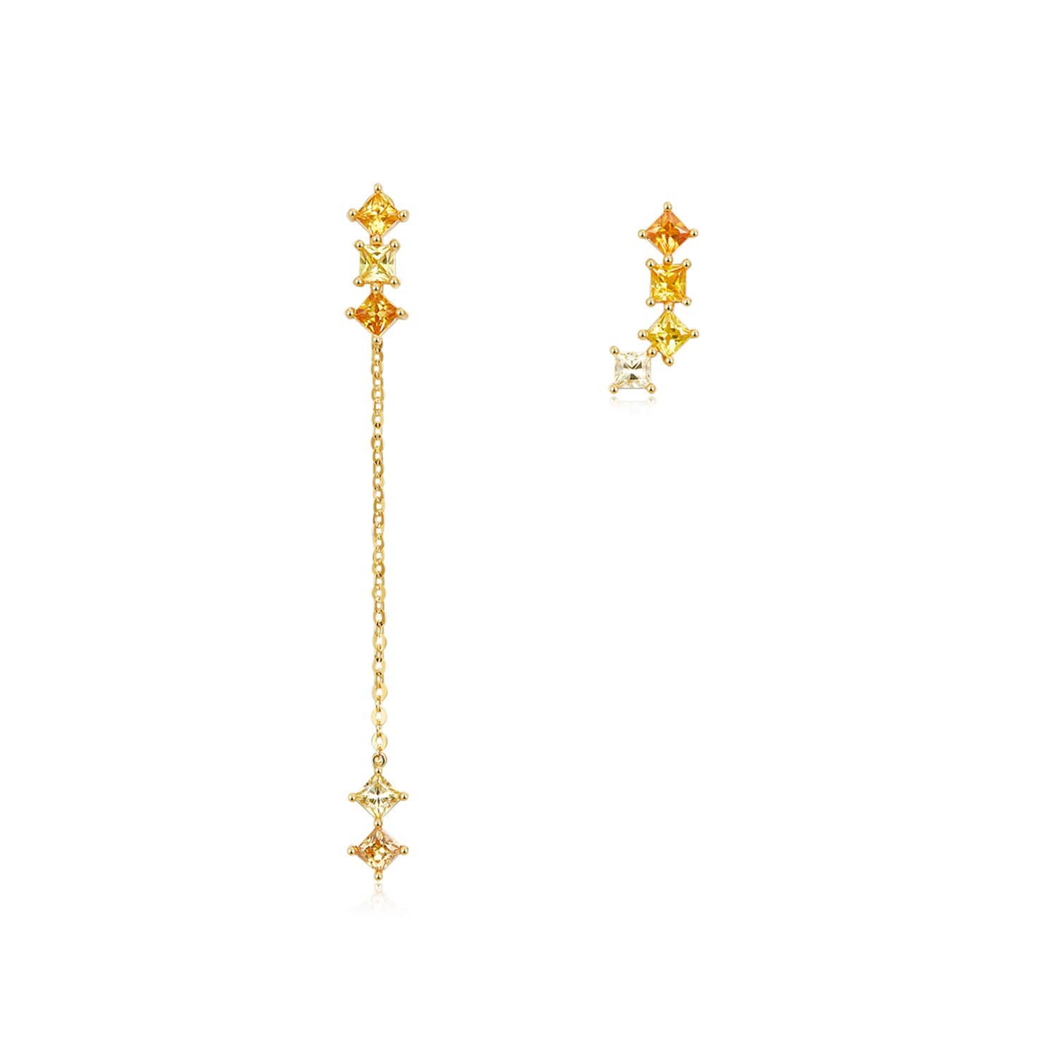 18k Solid Gold Gradient Yellow Sapphire Stud and Drop Earrings - Melbourne, Australia