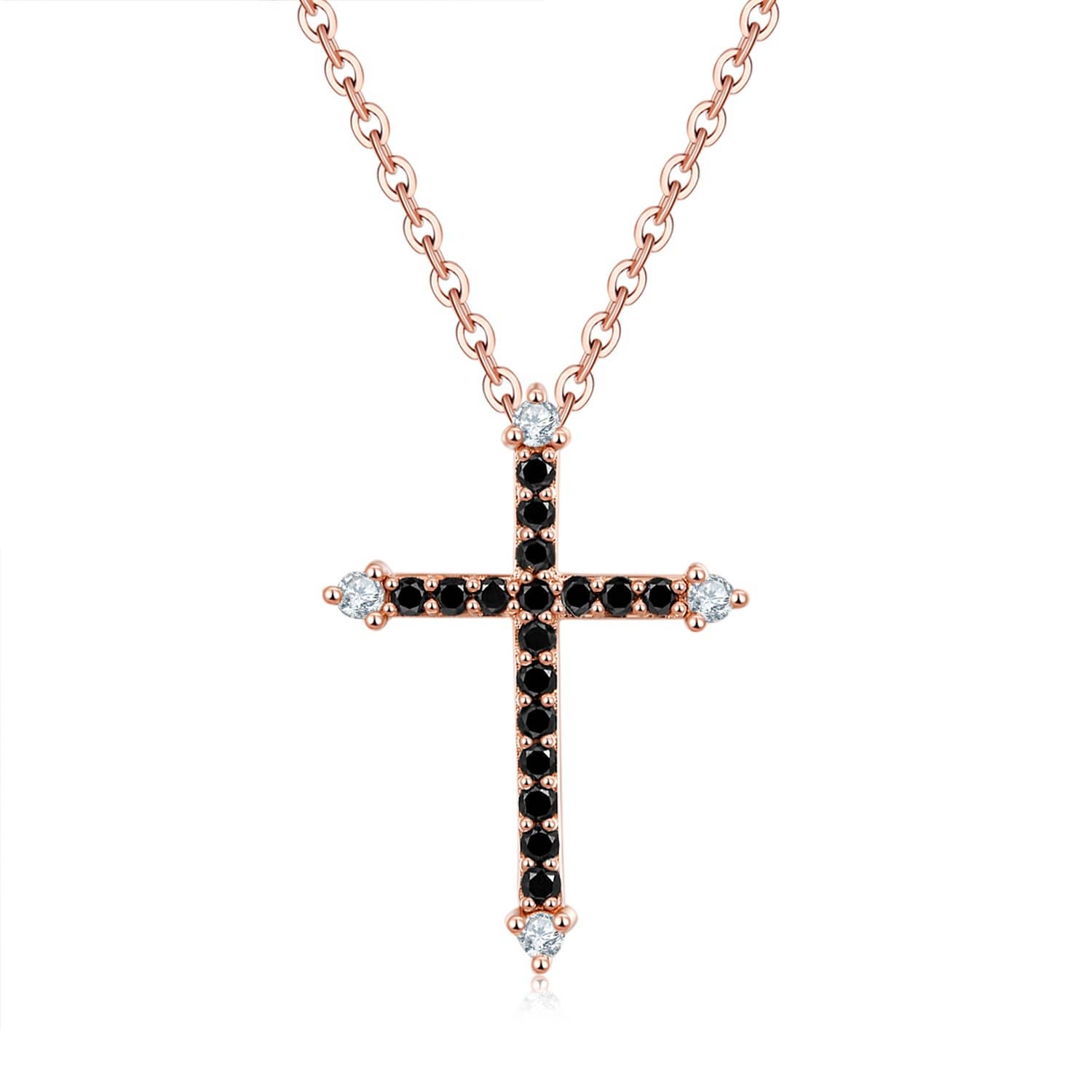 18k Solid Gold Cross Black Diamond Necklace - Melbourne, Australia