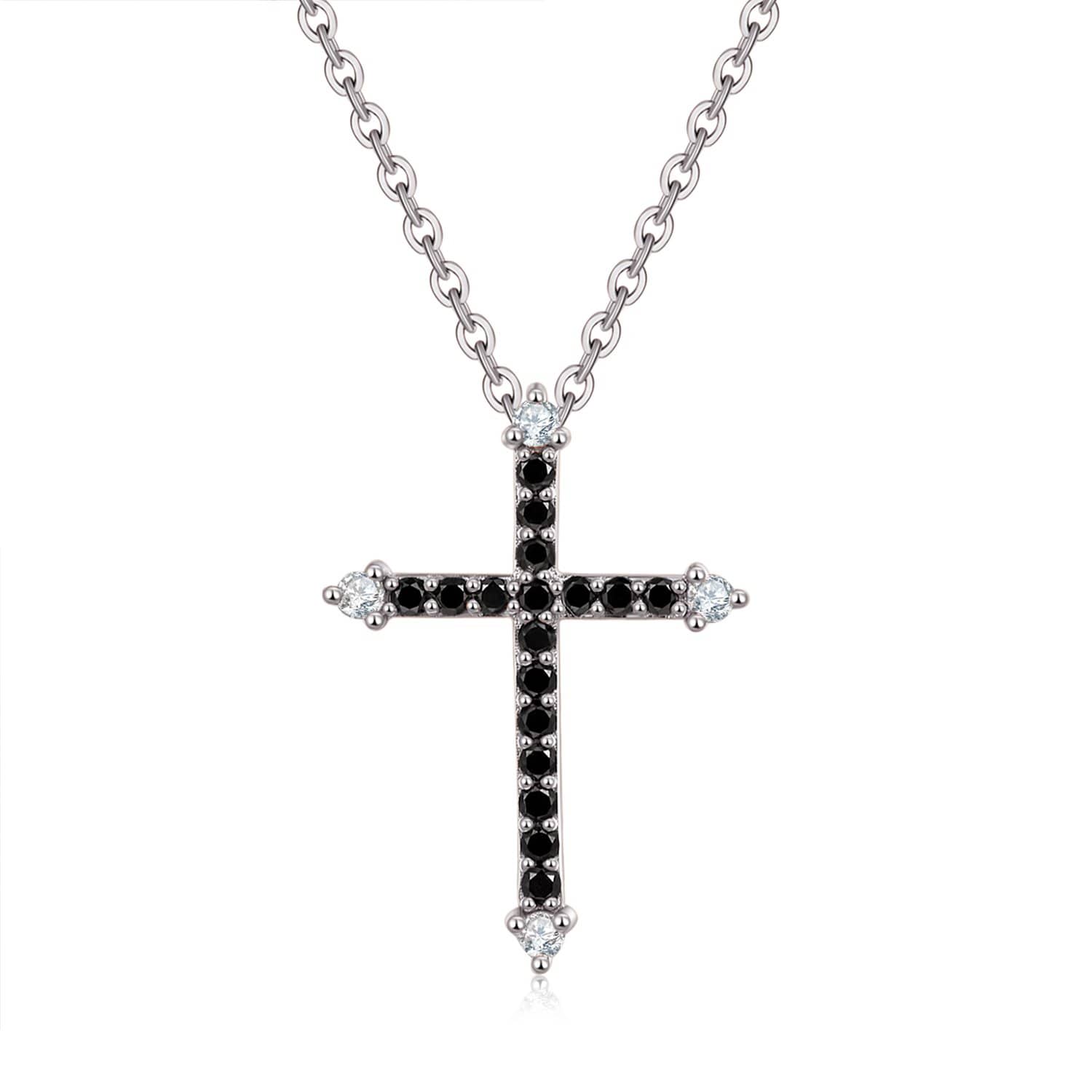 18k Solid Gold Cross Black Diamond Necklace - Melbourne, Australia