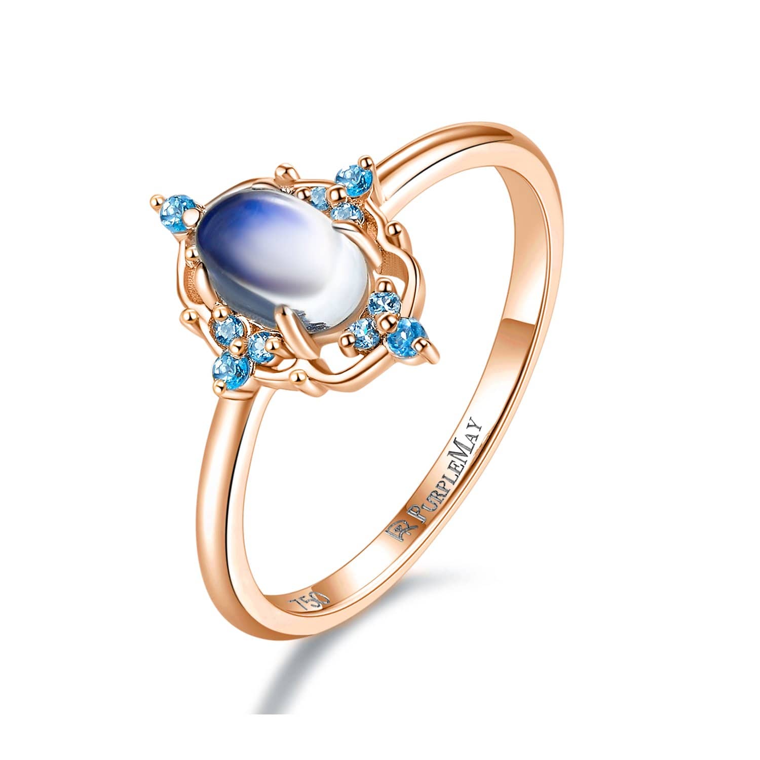 18k Solid Gold Moonstone and Blue Topaz Ring - Melbourne, Australia