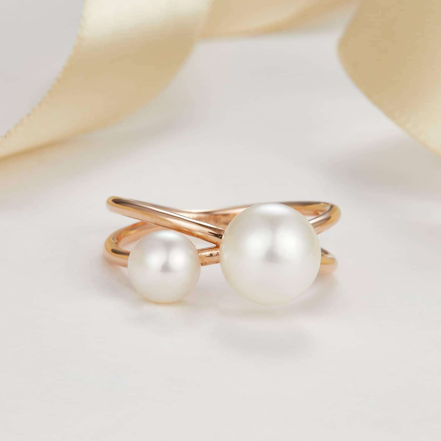 18k Solid Gold Due Akoya Pearl Double Layer Ring | Rings Melbourne Australia