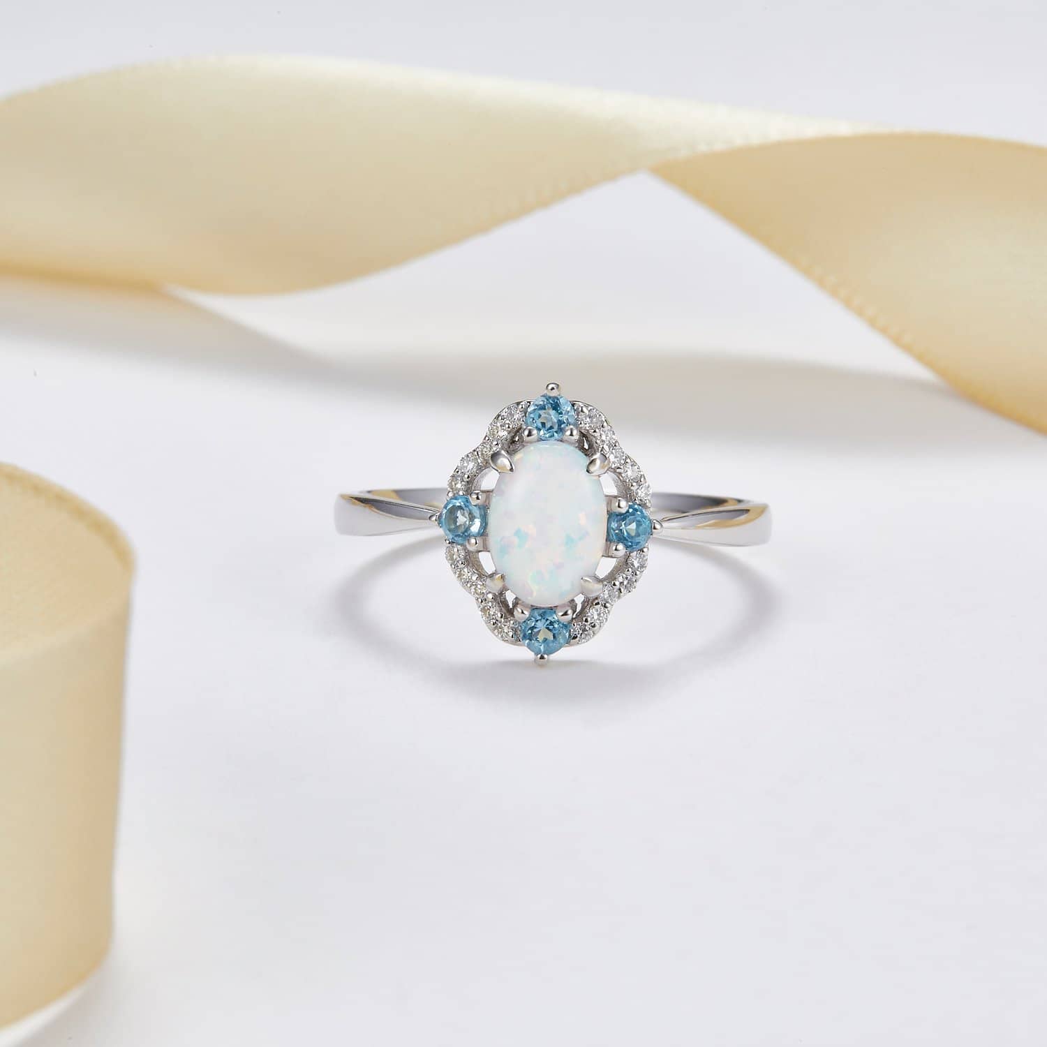 18k Solid Gold Vintage Opal and Topaz Diamond Ring | Rings Melbourne Australia