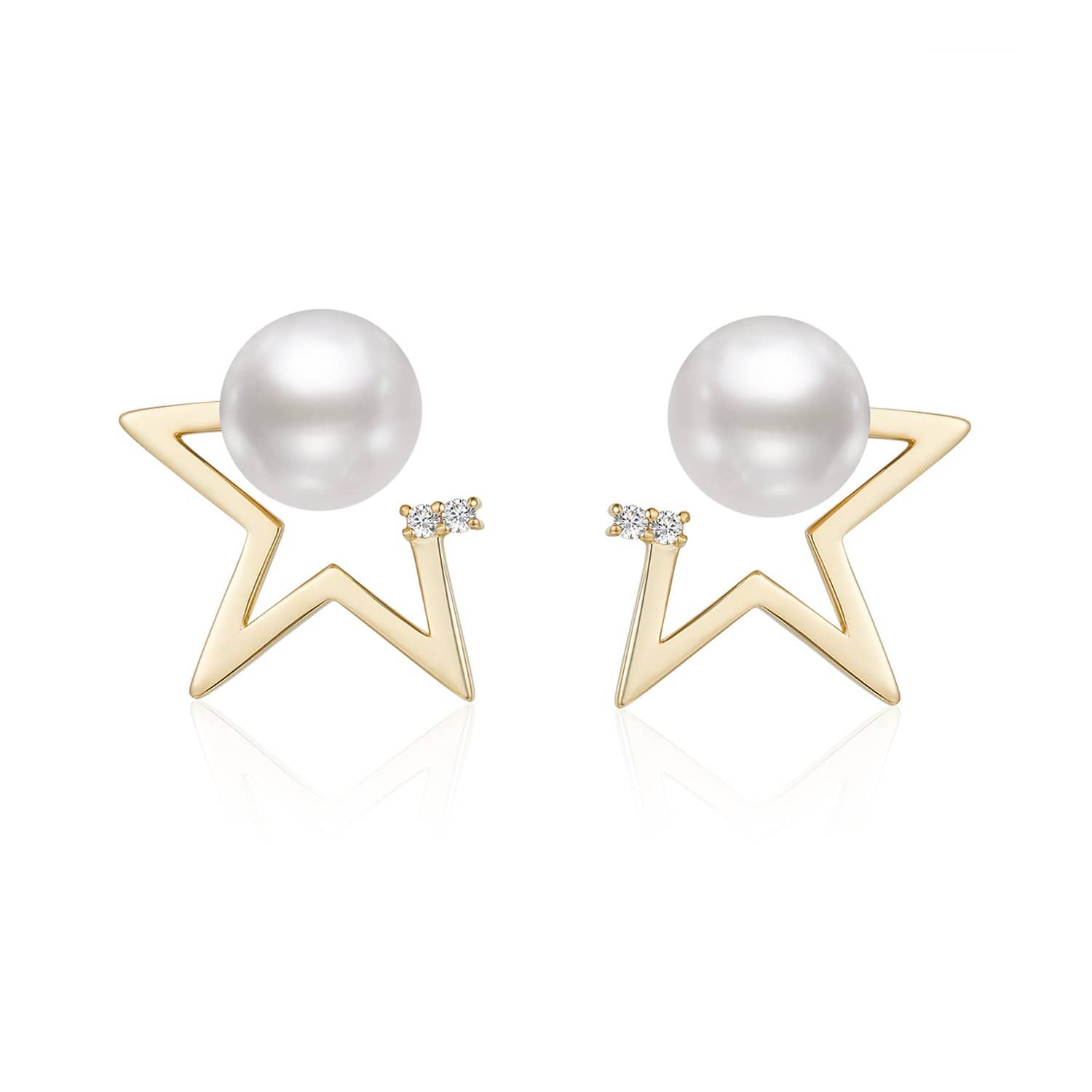 Sea Pearl Studs with Diamond Star Two Way Earrings - Melbourne, Australia