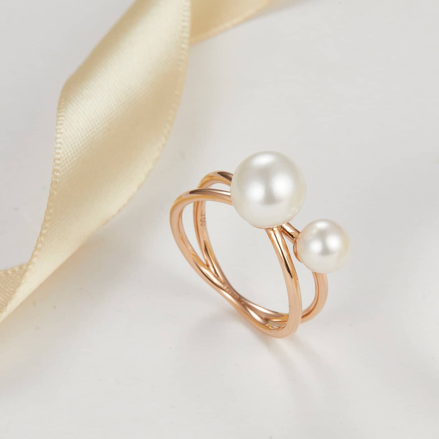 18k Solid Gold Due Akoya Pearl Double Layer Ring | Rings Melbourne Australia