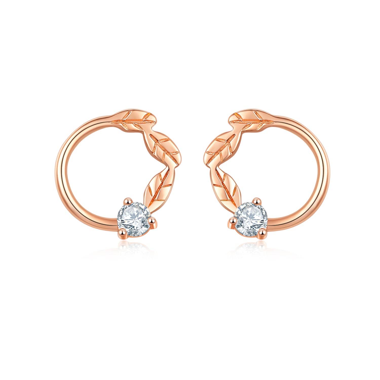 Leaves Diamond Earring Studs in 18k Rose Gold - Melbourne, Australia