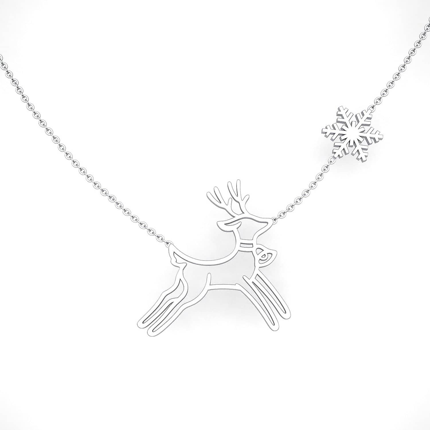 CHRISTMAS 18K SOLID GOLD DEER AND SNOWFLAKE NECKLACE - Melbourne, Australia