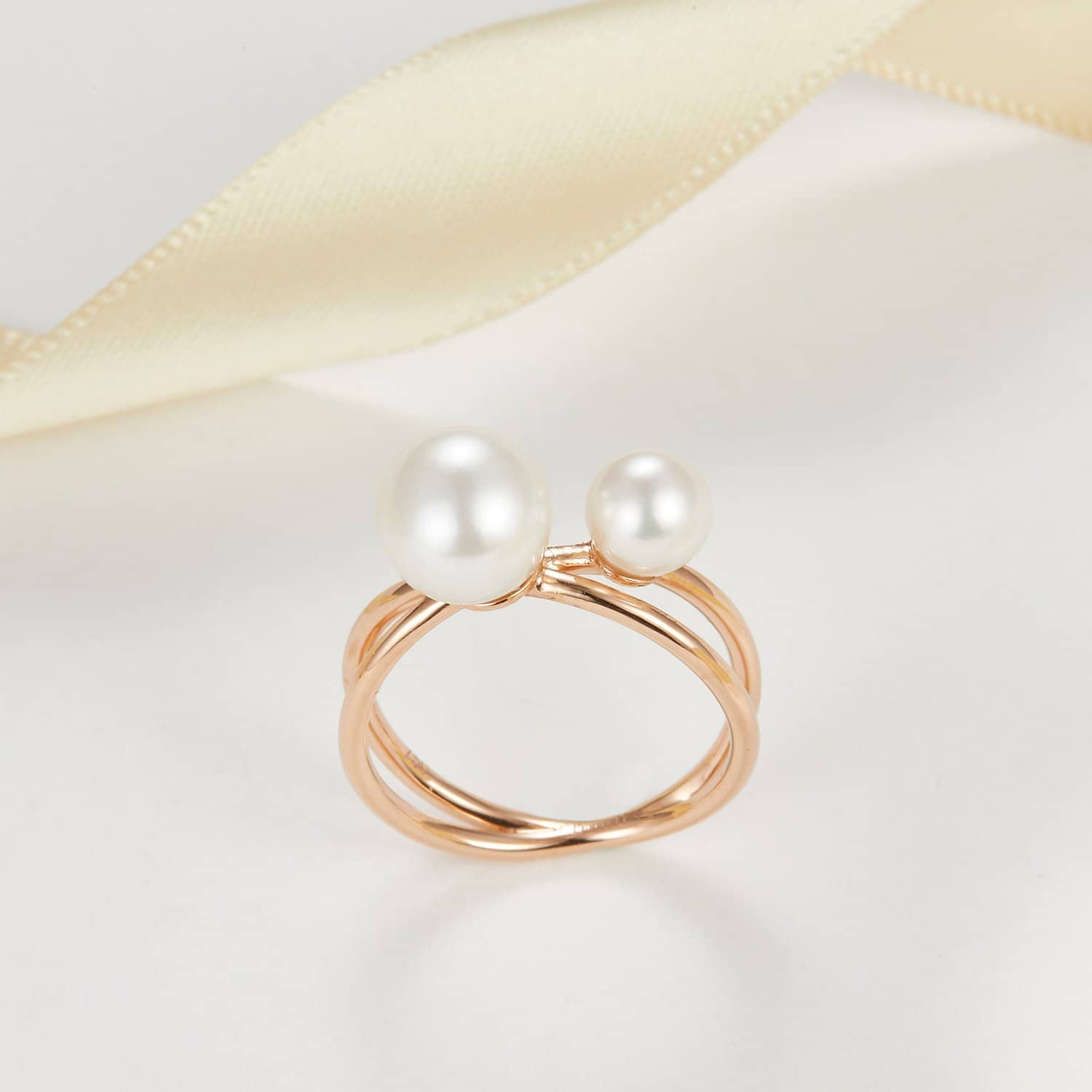 18k Solid Gold Due Akoya Pearl Double Layer Ring | Rings Melbourne Australia