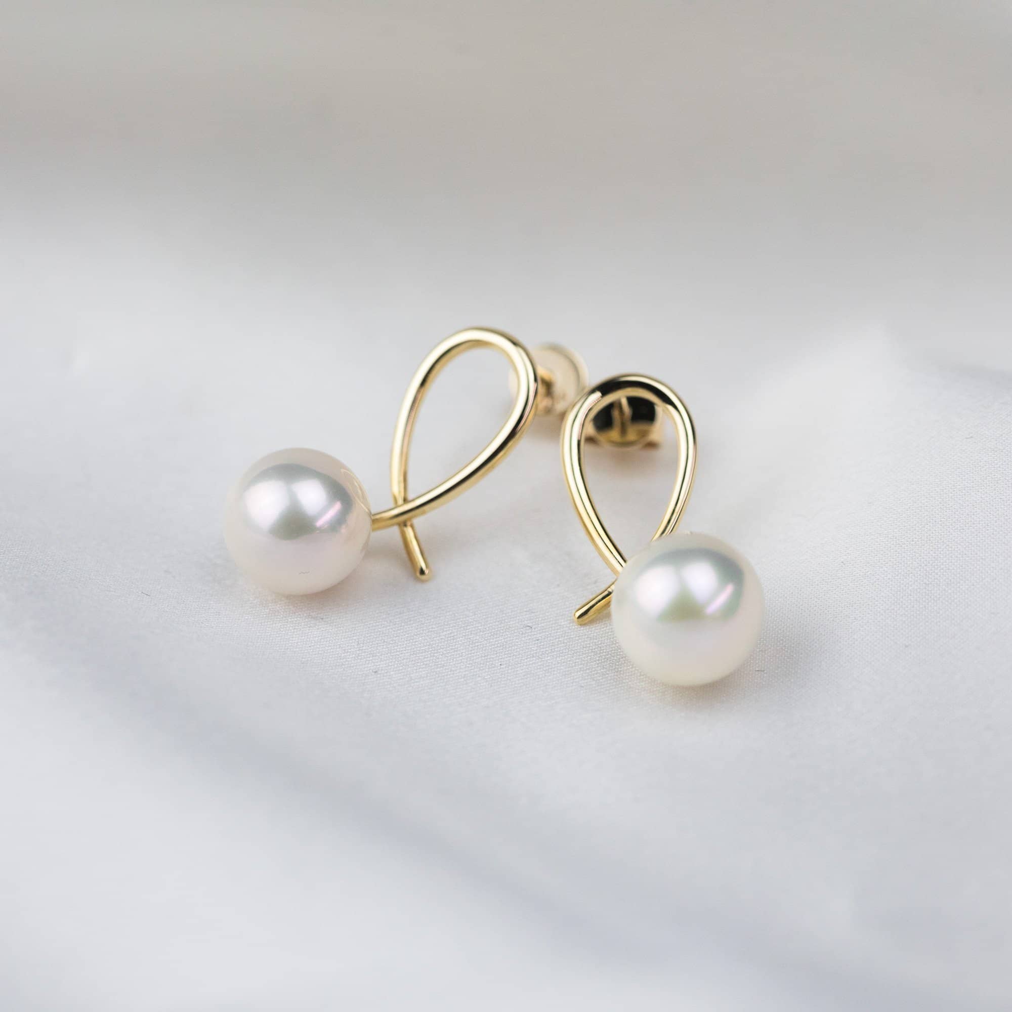 Natural Sea Pearl Geometrical Line Studs Earrings - Melbourne, Australia