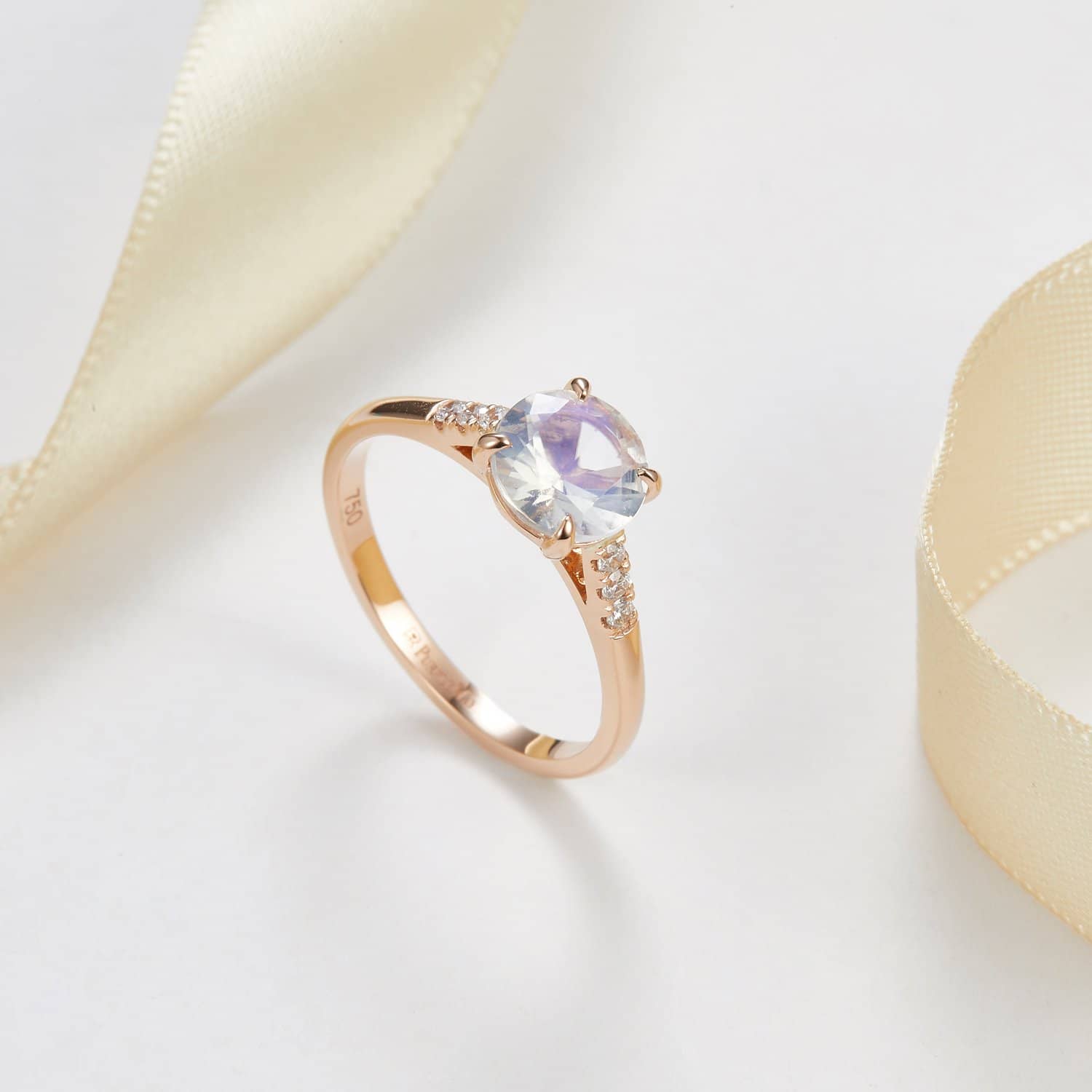 18k Solid Gold Solitaire Moonstone Engagement Ring - Melbourne, Australia