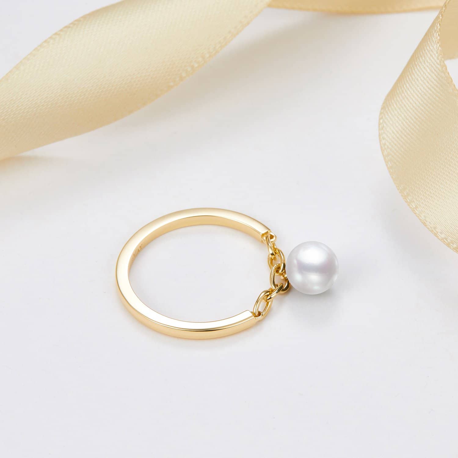 18k Solid Gold Akoya Pearl Chain Ring - Melbourne, Australia