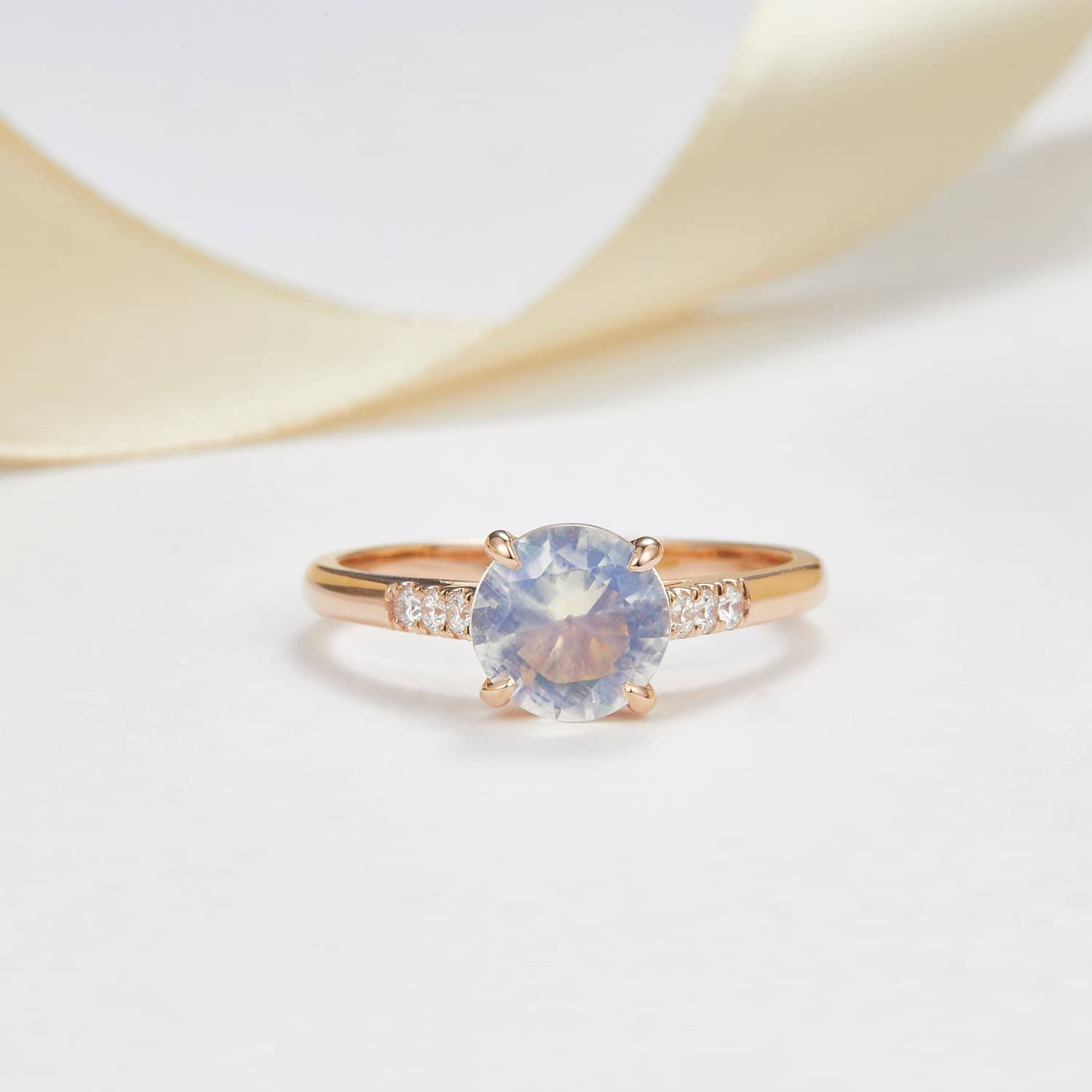 18k Solid Gold Solitaire Moonstone Engagement Ring - Melbourne, Australia